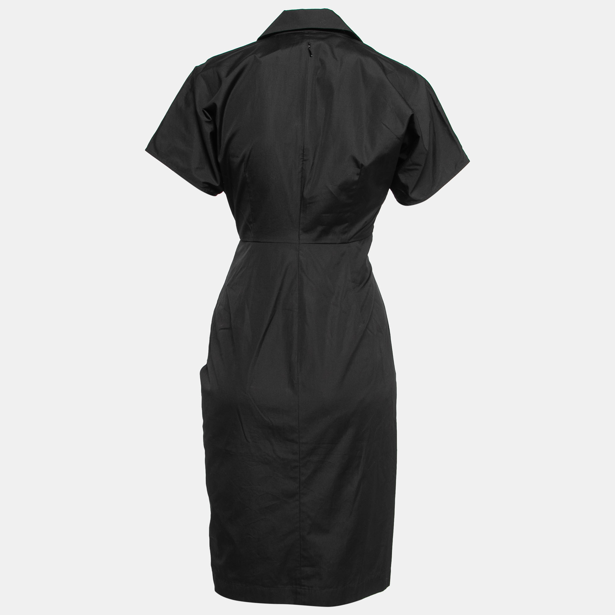 

Max Mara Black Cotton Wrap Detail Short Sleeve Dress