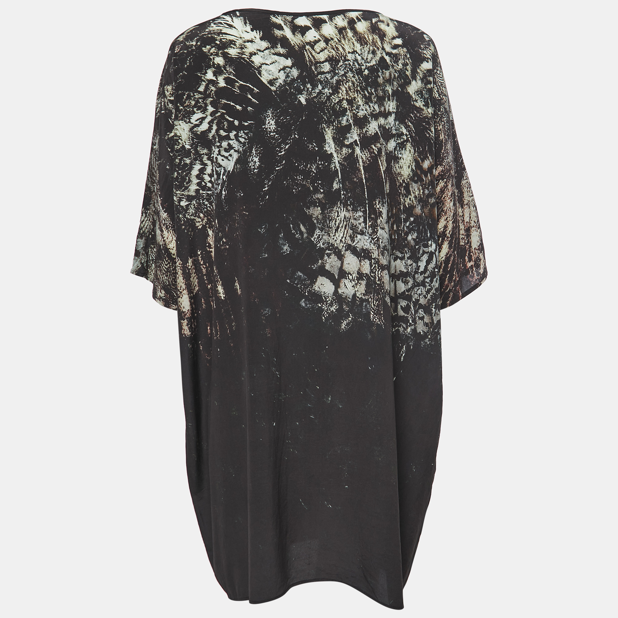 

Max Mara Black Owl Printed Silk Oversized Bianca Dress