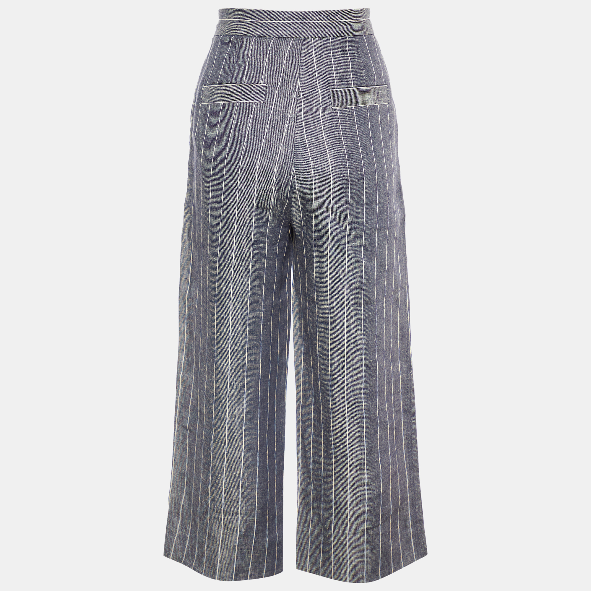 

Max Mara Blue Striped Linen Wide Leg Trousers