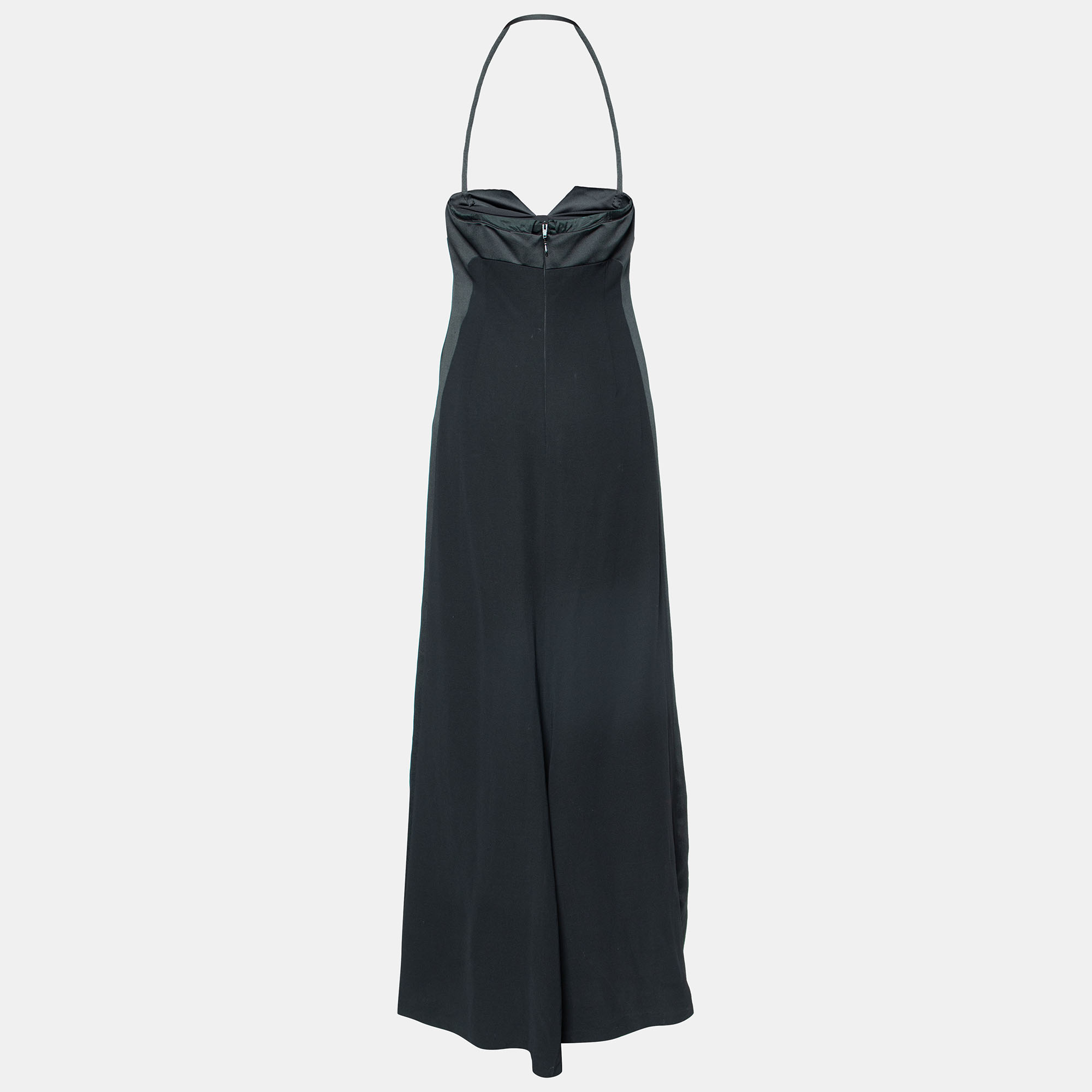 

Max Mara Black Crepe & Satin Bustier Detail Maxi Dress