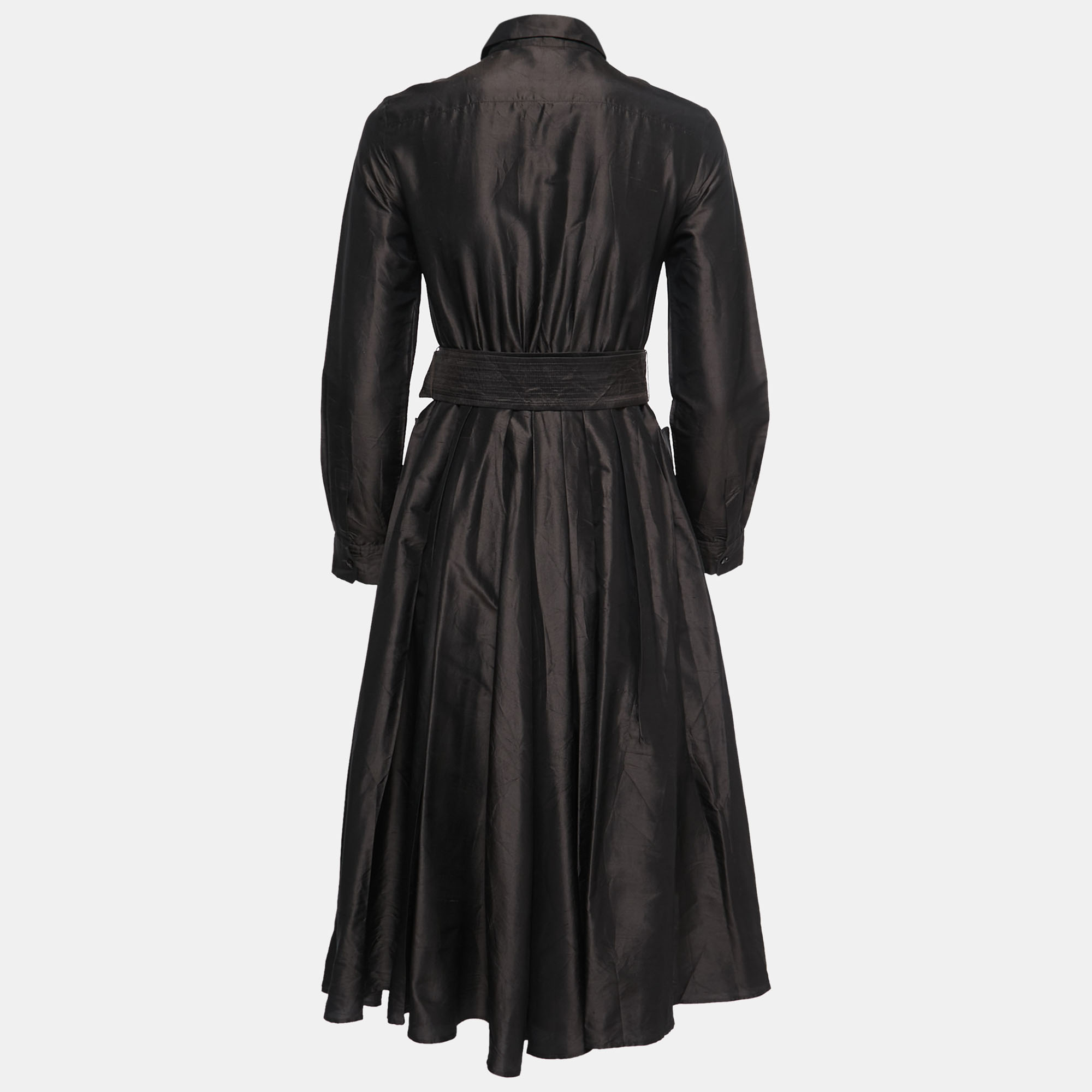 

Max Mara Dark Brown Silk Belted Shirt Dress