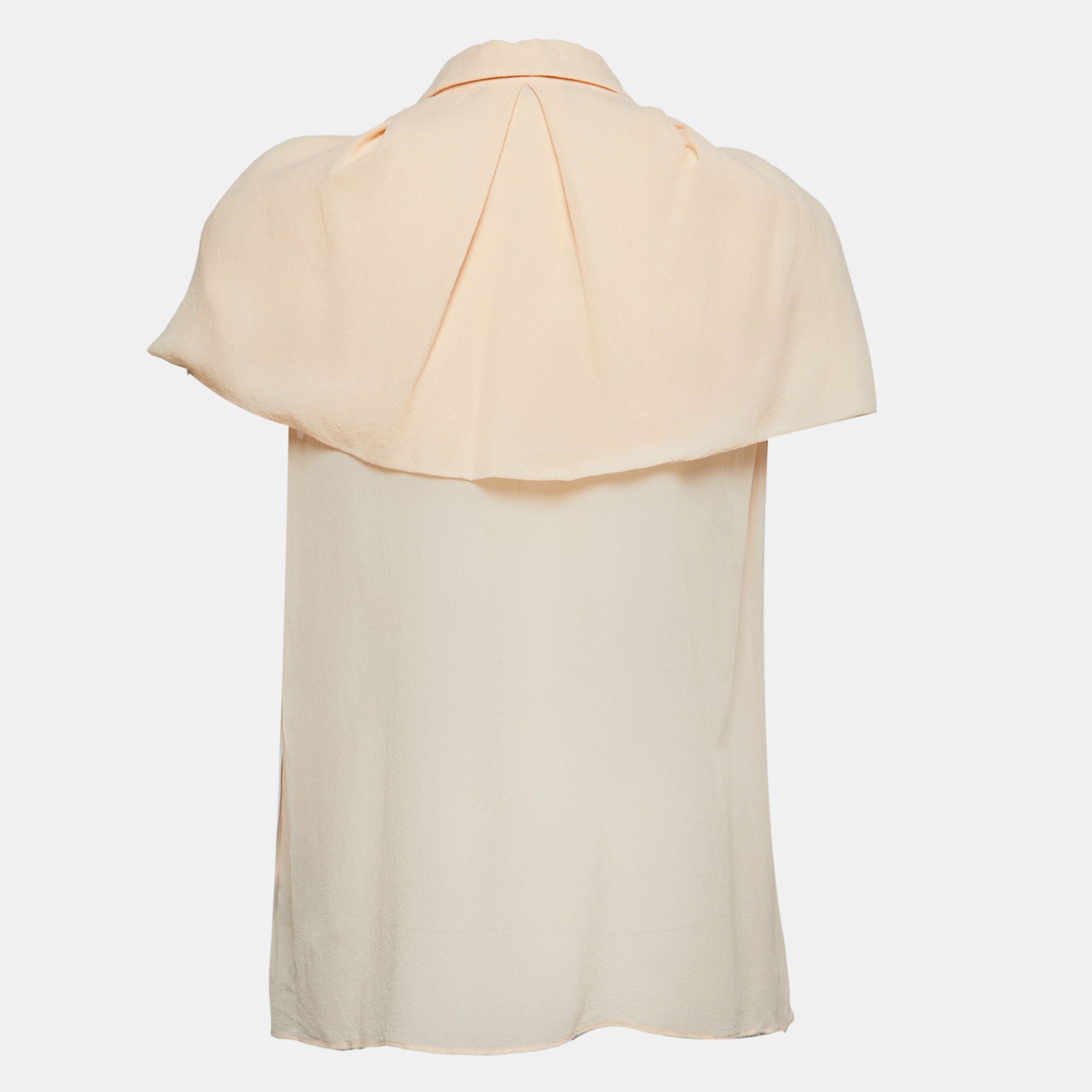 

Max Mara Light Orange Silk Cape Detailed Button Front Blouse