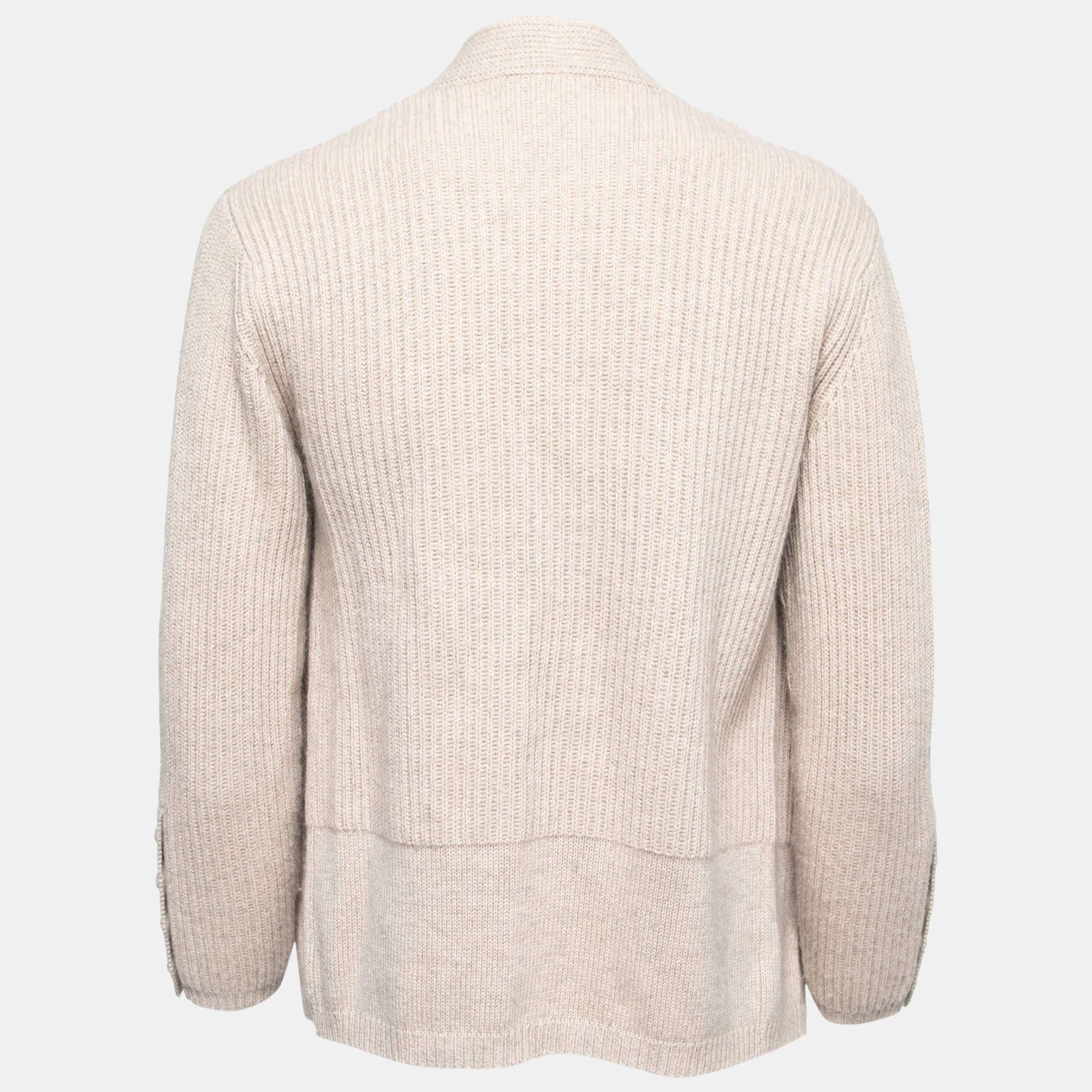 

Max Mara Beige Cotton & Cashmere Open Front Knit Cardigan