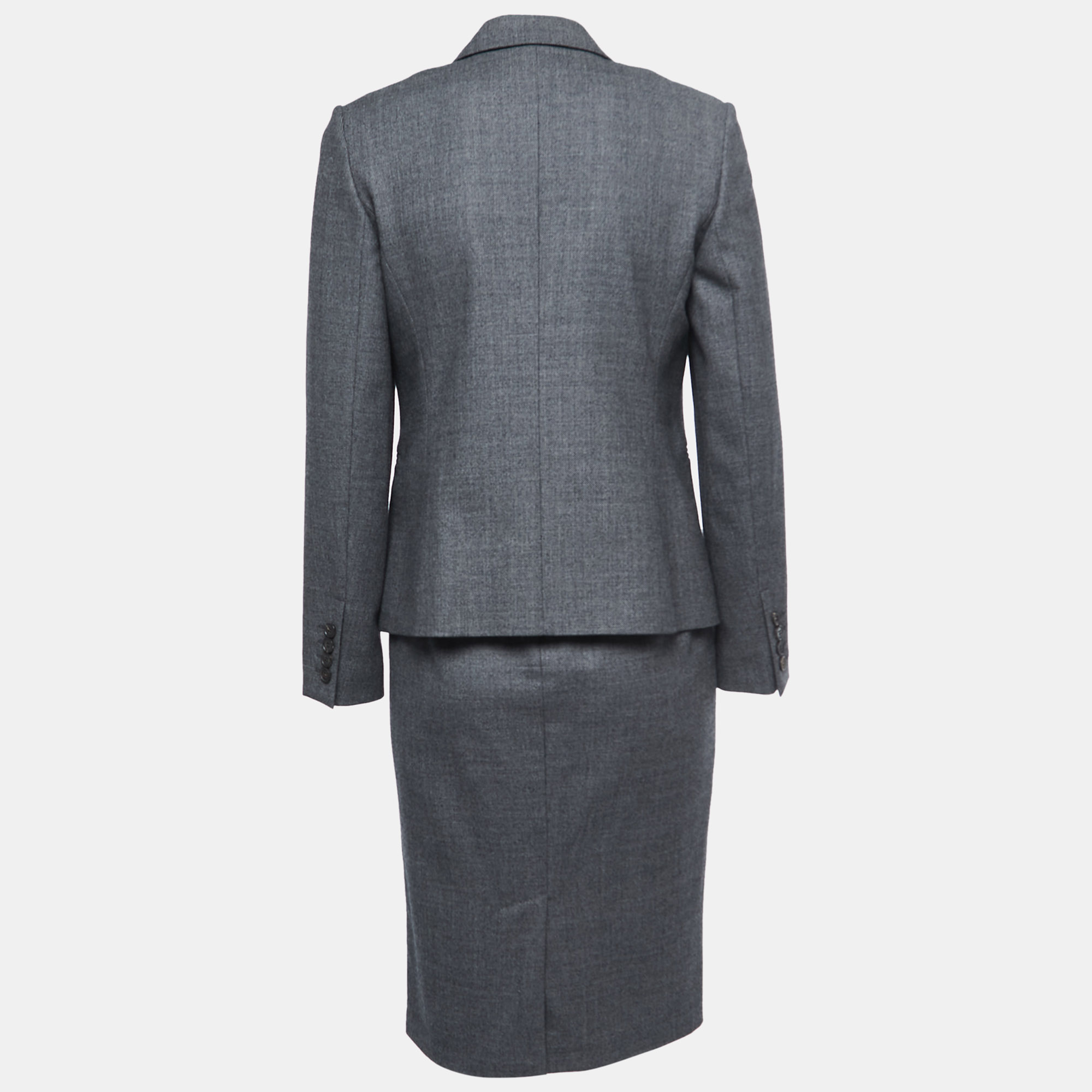 

Max Mara Grey Patterned Wool Skirt Suit