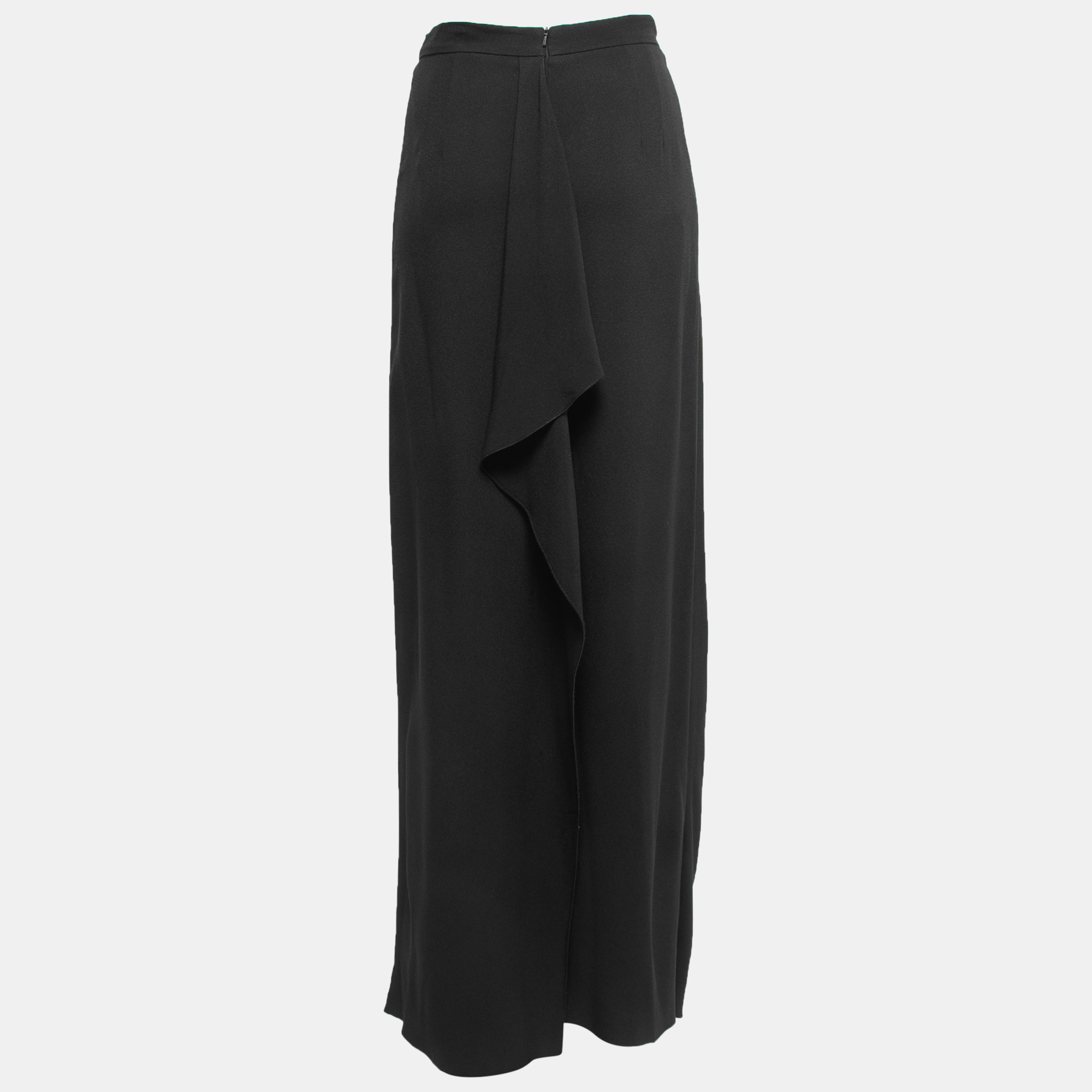 

Max Mara Black Crepe Ruffle Detail Maxi Skirt