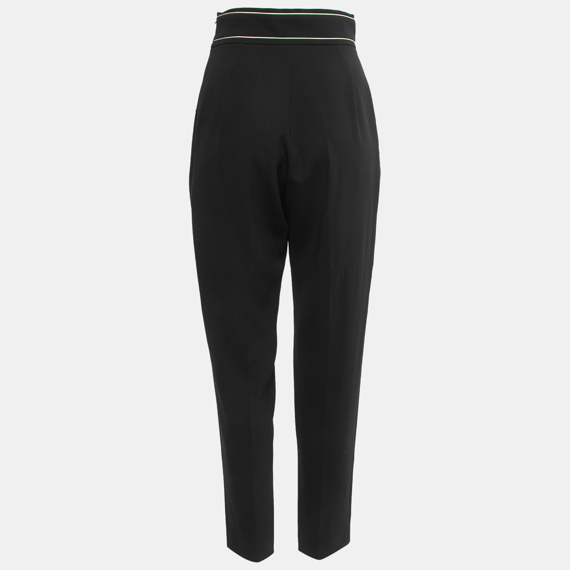 

Max Mara Black Crepe Pleated Front High Waist Trousers
