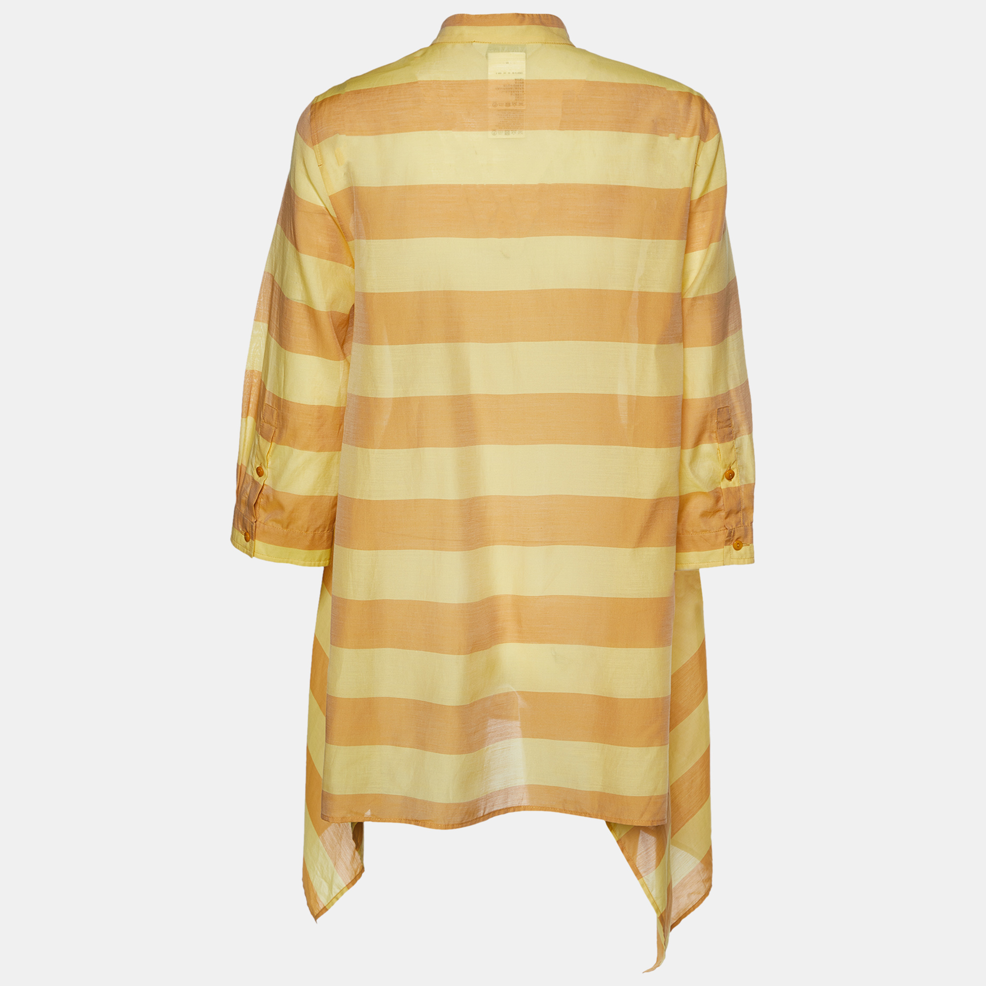 

Max Mara Yellow Striped Cotton & Silk Asymmetric Hem Tunic
