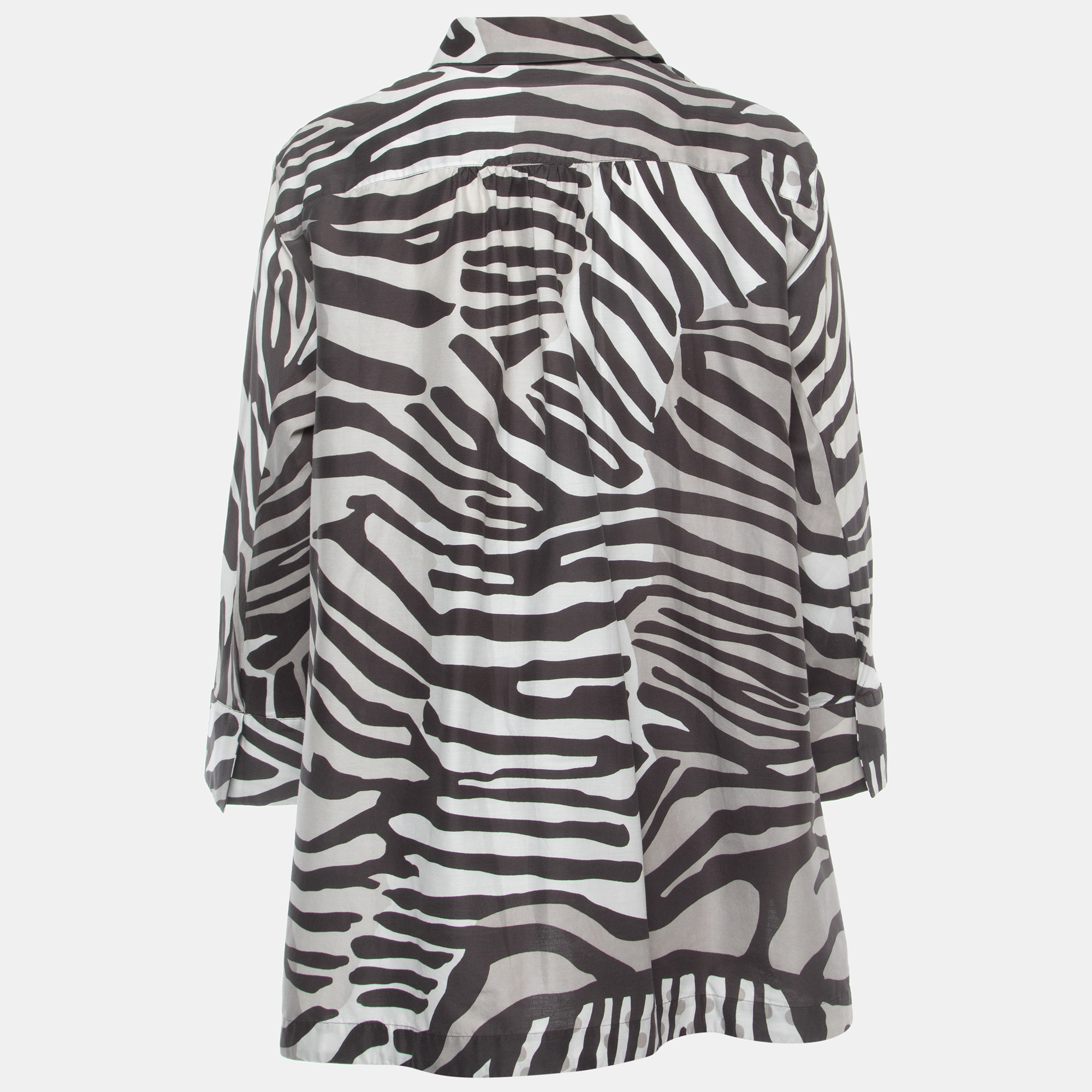 

Max Mara White All-Over Print Cotton Button Front Long Sleeve Shirt