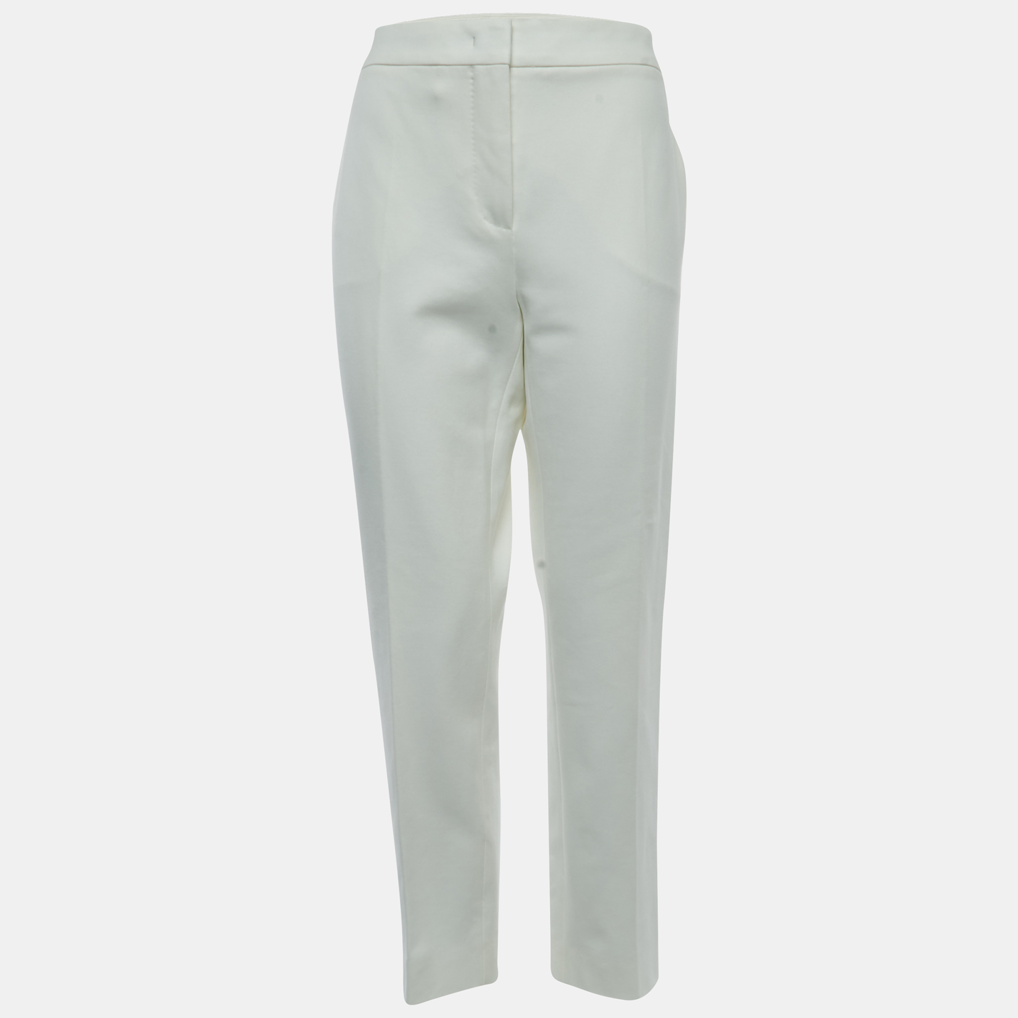 Pre-owned Max Mara White Jersey Knit Tapered Trousers Xl