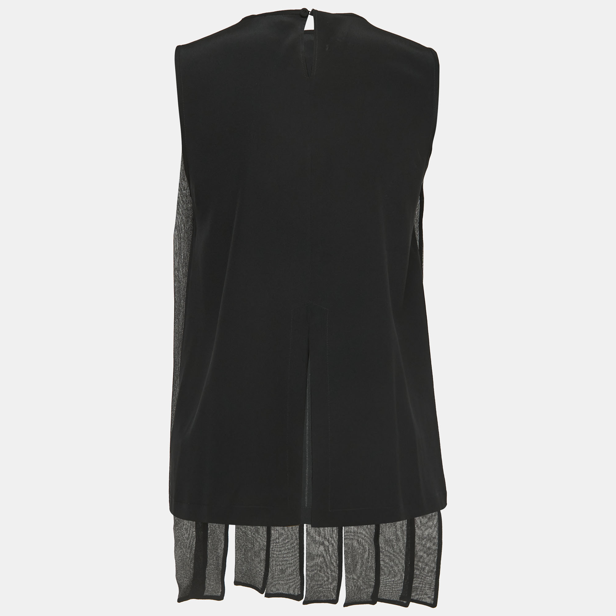 

Max Mara Black Silk Hanging Detailed Sleeveless Blouse