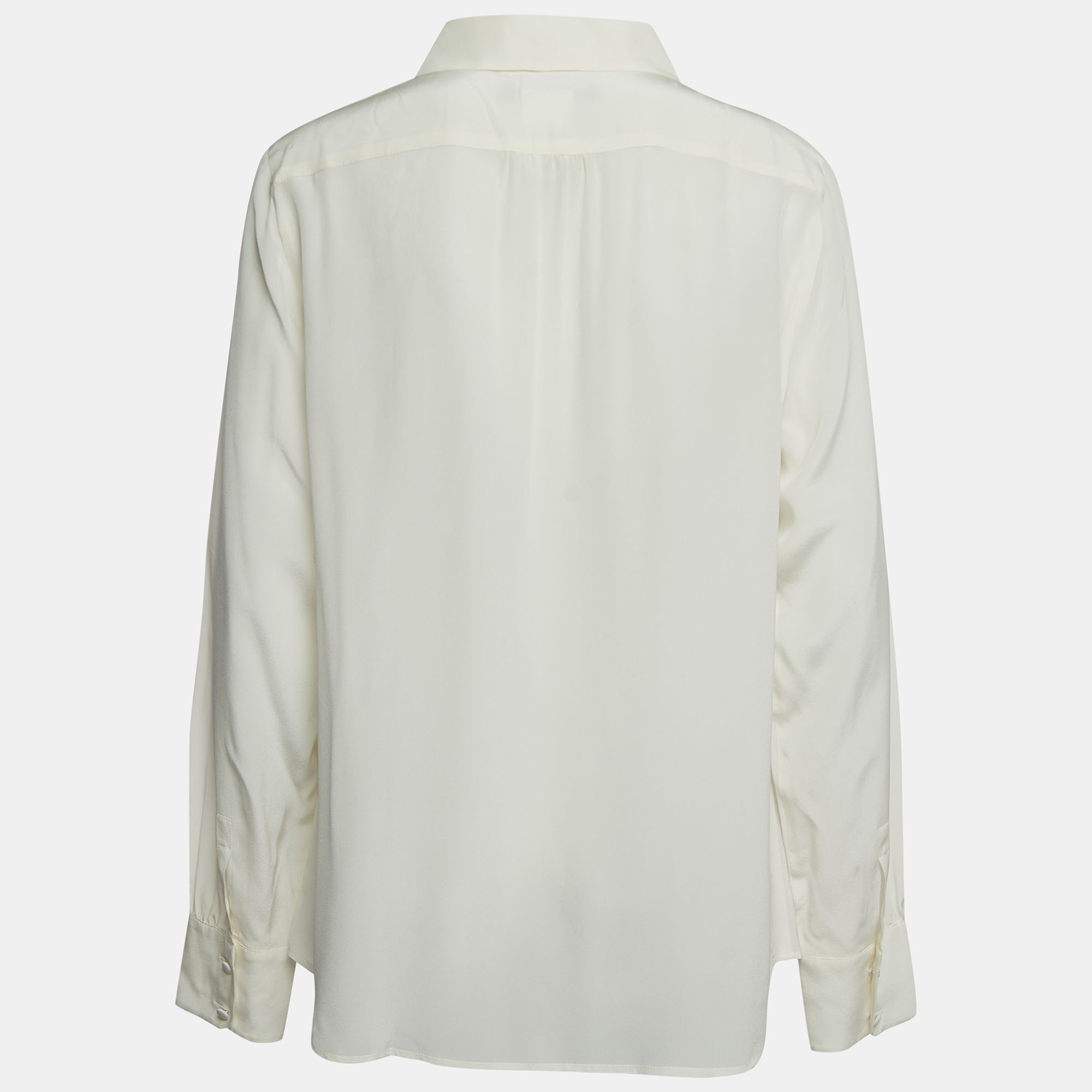 

Max Mara Off White Silk Button Front Full Sleeve Shirt