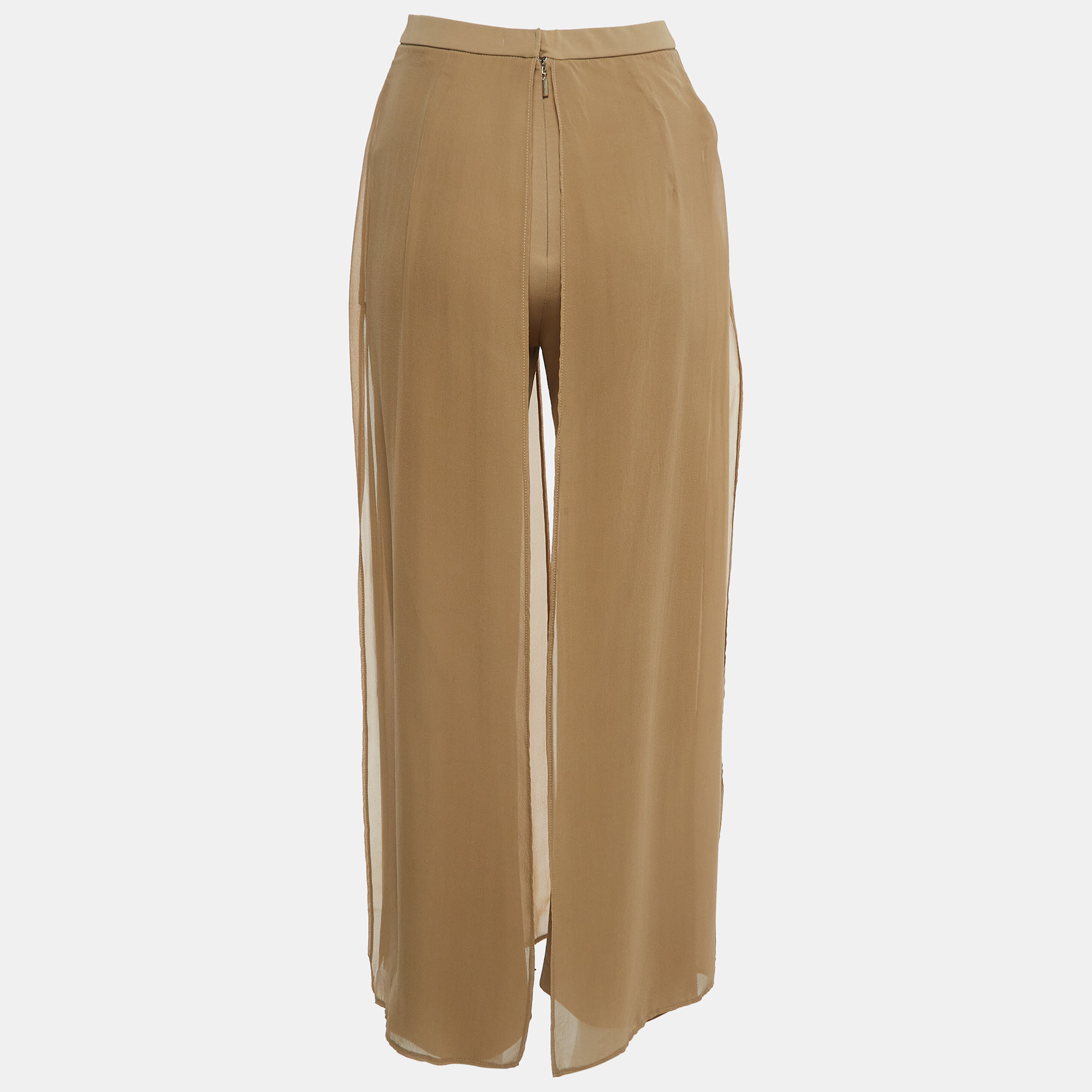 

Max Mara Beige Jersey & Silk Wide Leg Pants