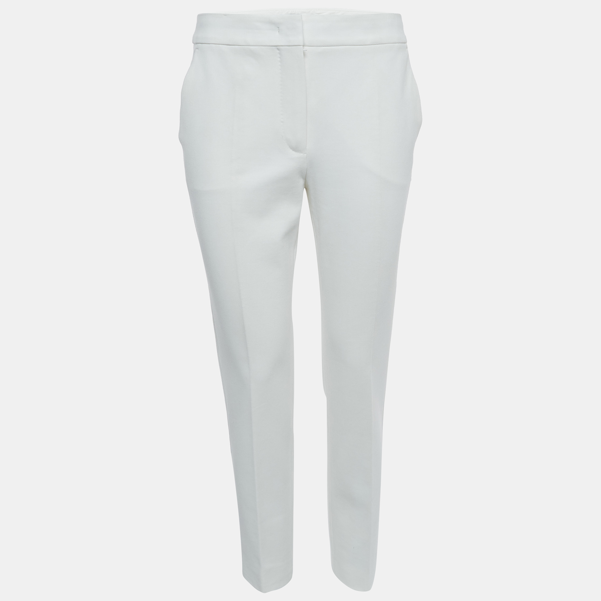 Pre-owned Max Mara White Jersey Knit Tapered Trousers M