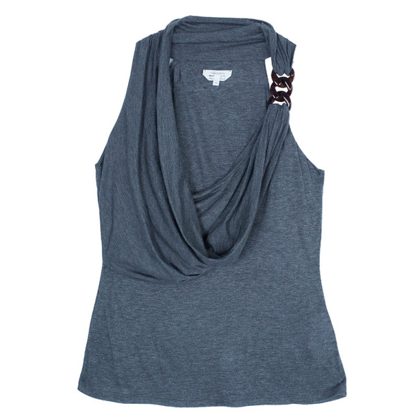 Pre Owned Max Mara Grey Cowl Neck Top M