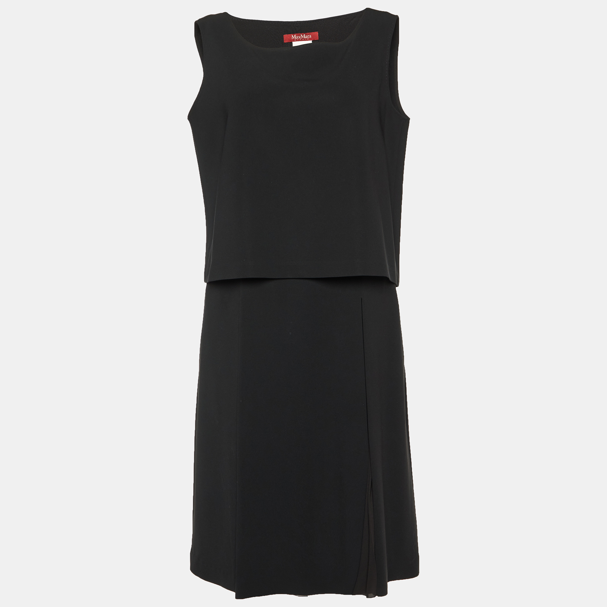 

Max Mara Black Crepe Pleated Sleeveless Dress M