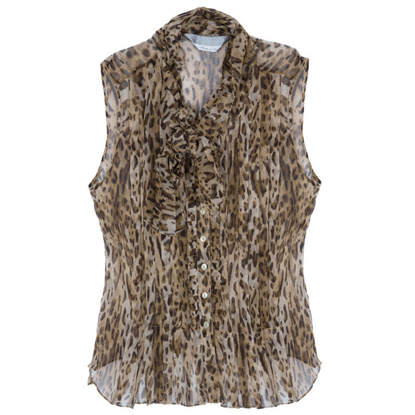 Pre Owned Max Mara Leopard Print Chiffon Top S