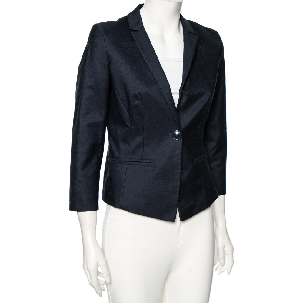 

Max Mara Studio Navy Blue Knit Single Breasted Blazer