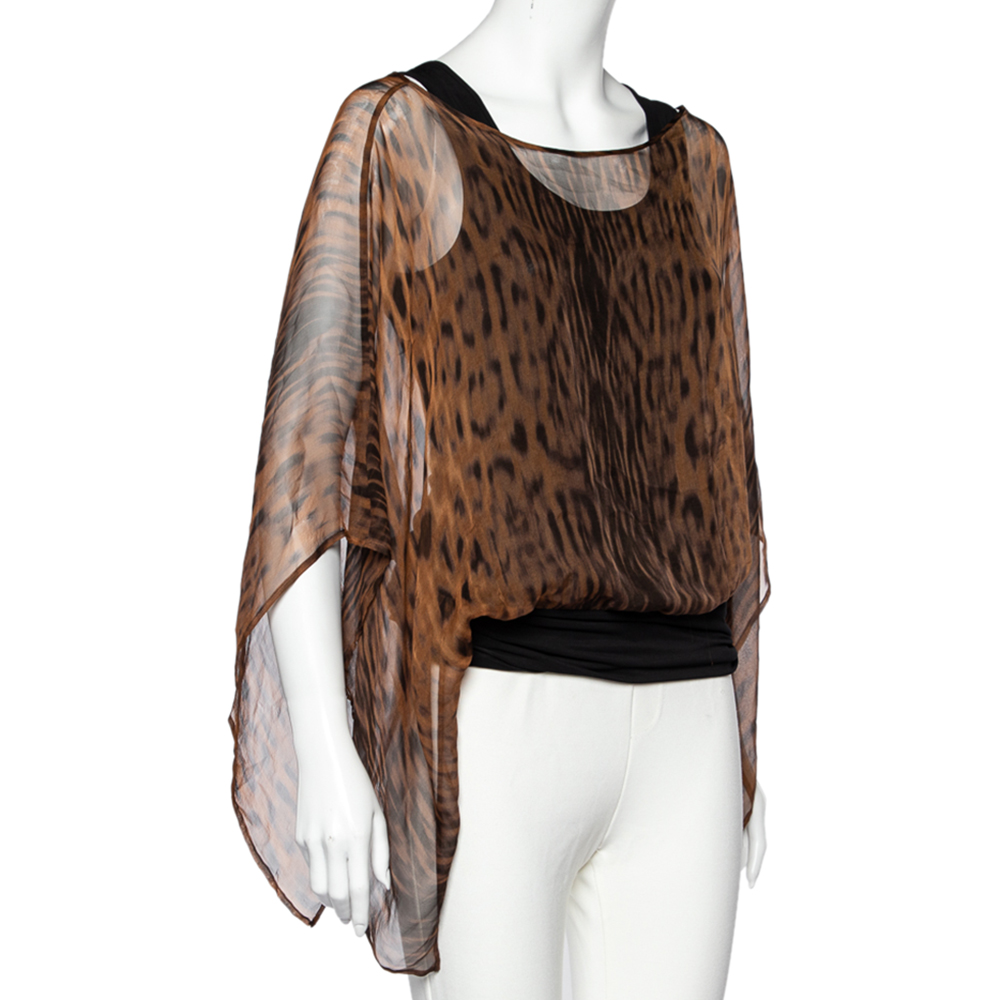 

Max Mara Studio Brown Printed Sheer Overlay Blouse