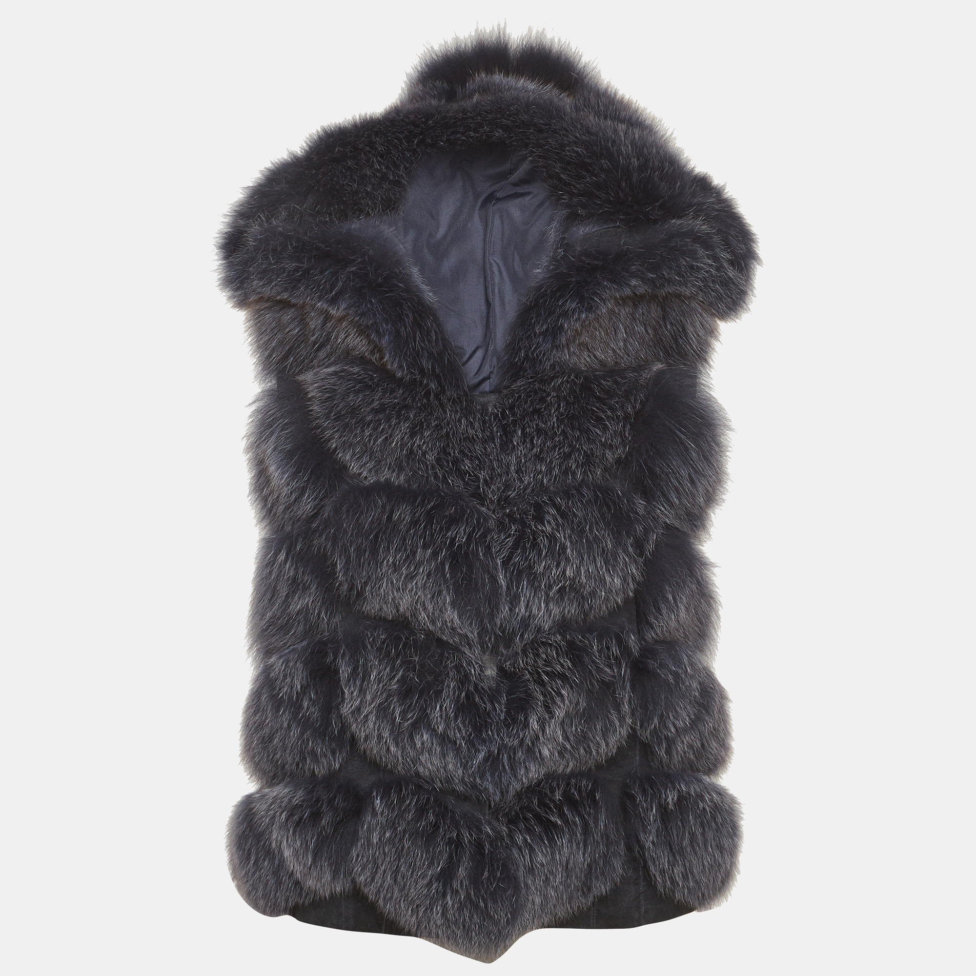 

Max & Moi Navy Blue Real Fur and Suede Hooded Vest S