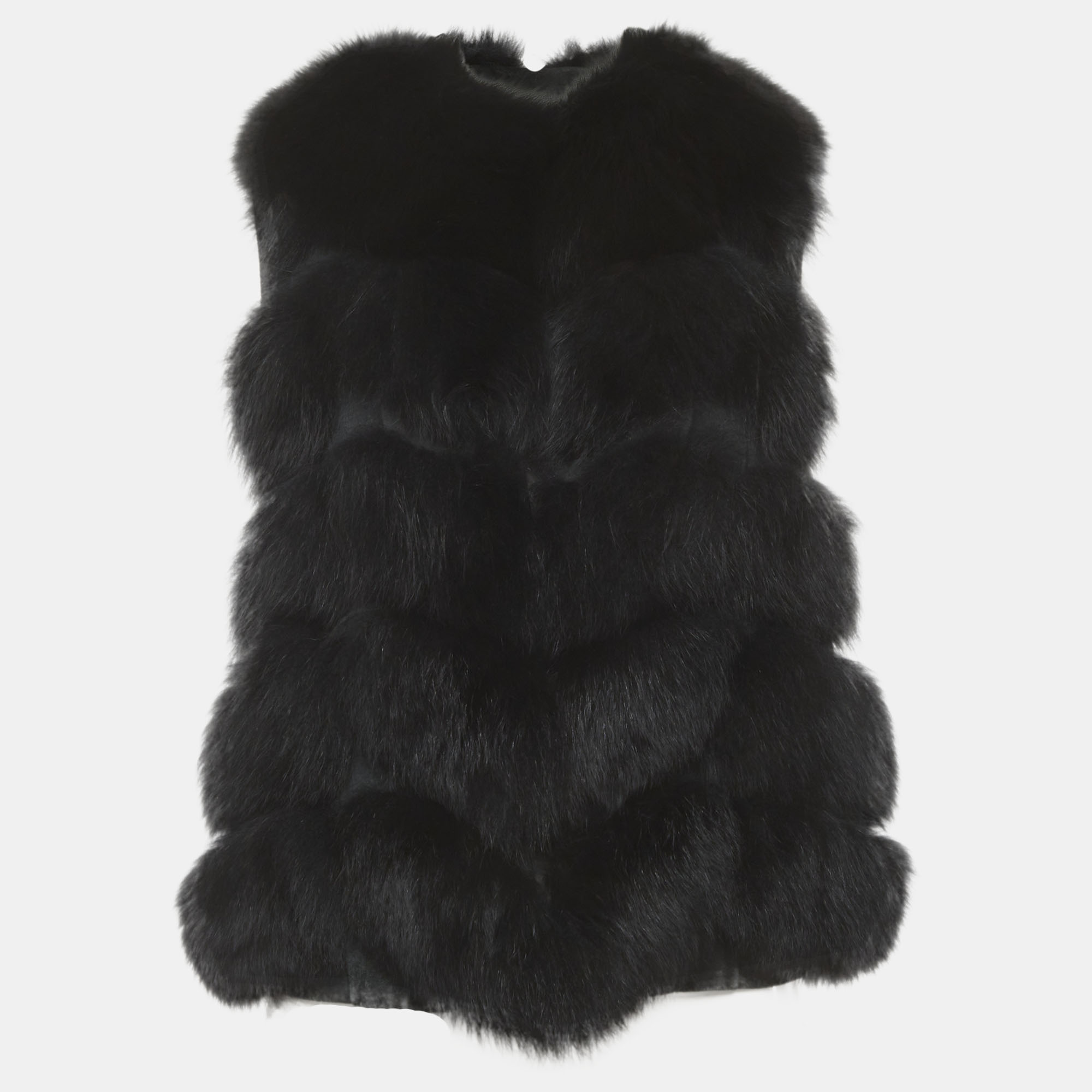 

Max & Moi Black Fox Fur Short Gilet S