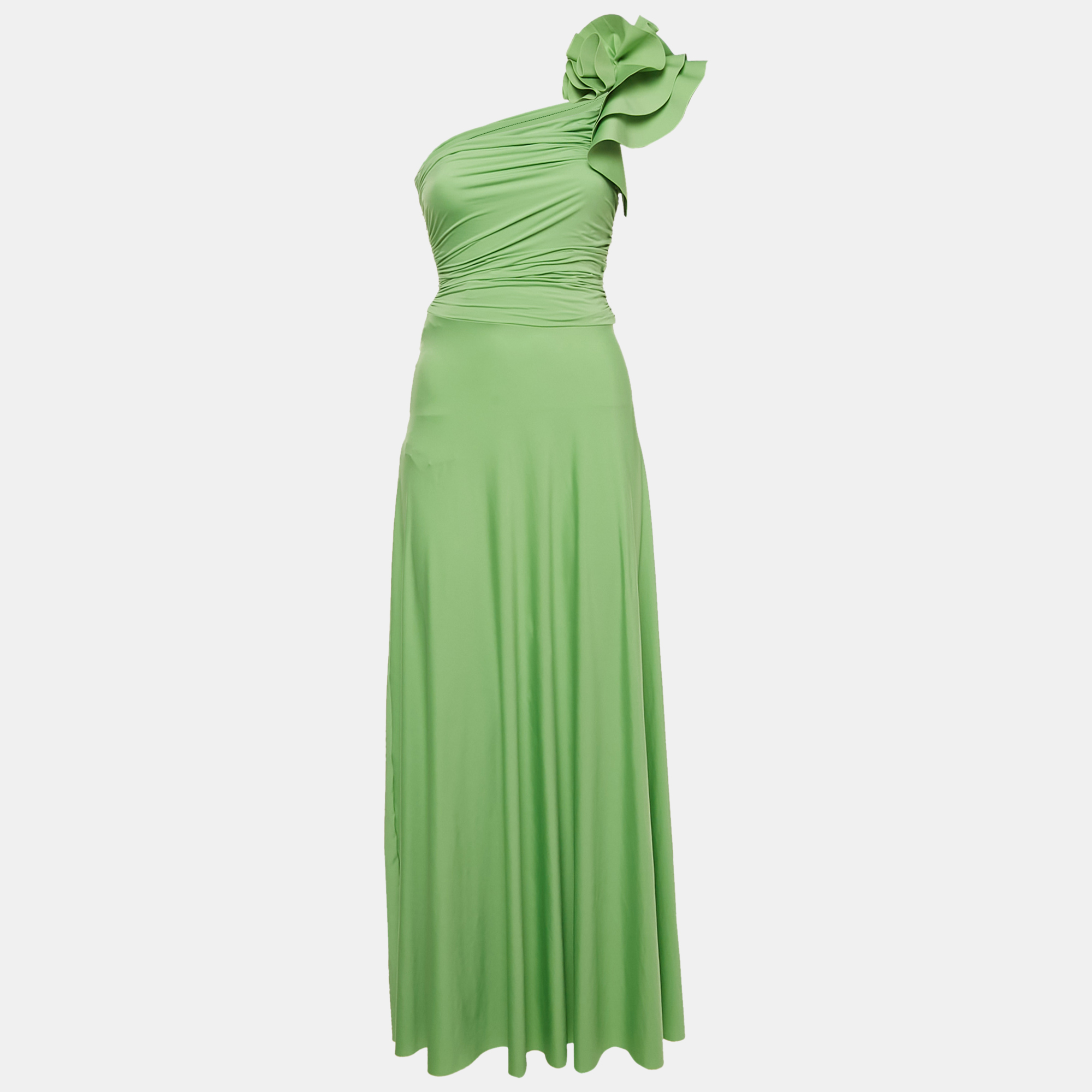 

Maygel Coronel Green Jersey One Shoulder Maxi Dress