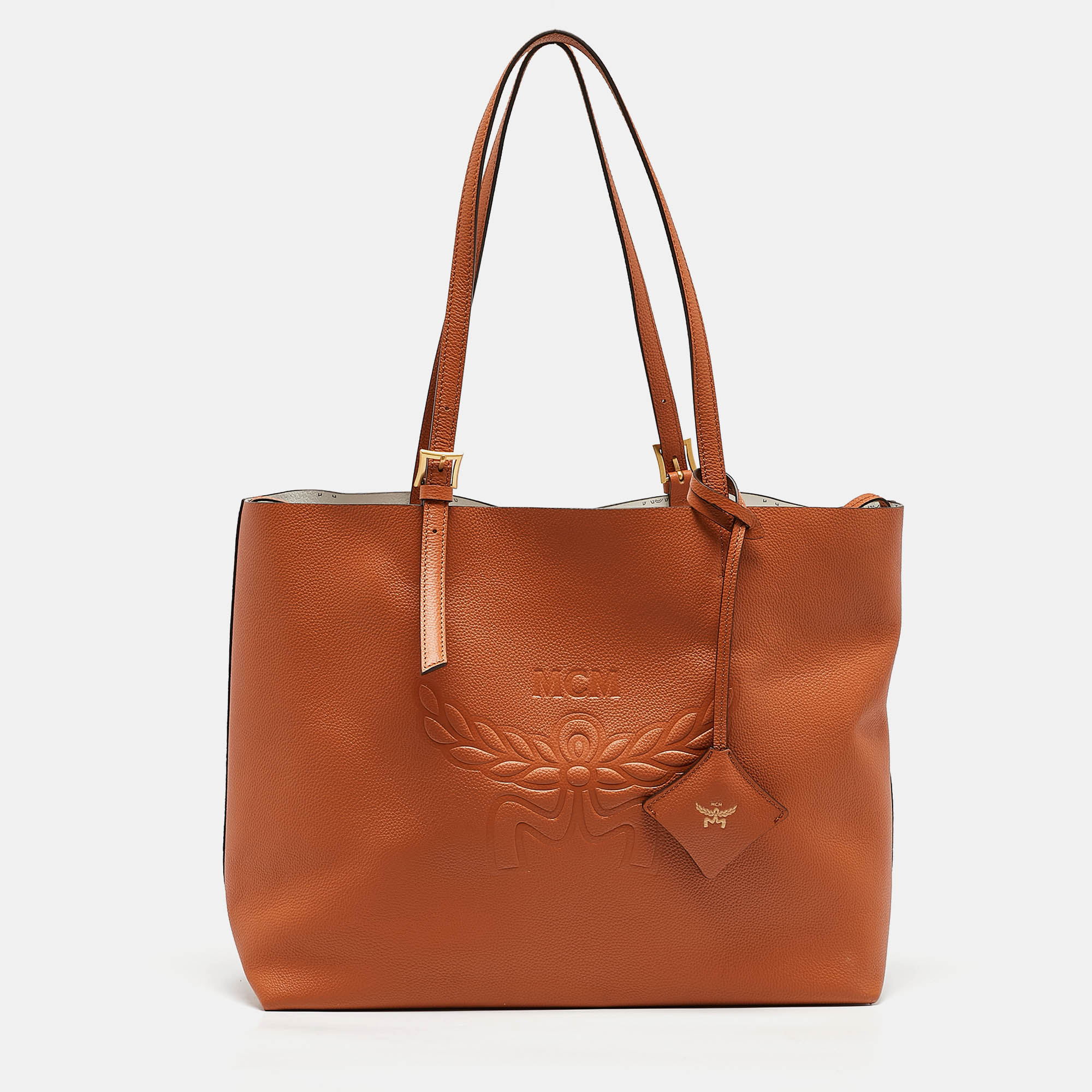 

MCM Cognac Leather  Himmel Shopper Tote, Brown