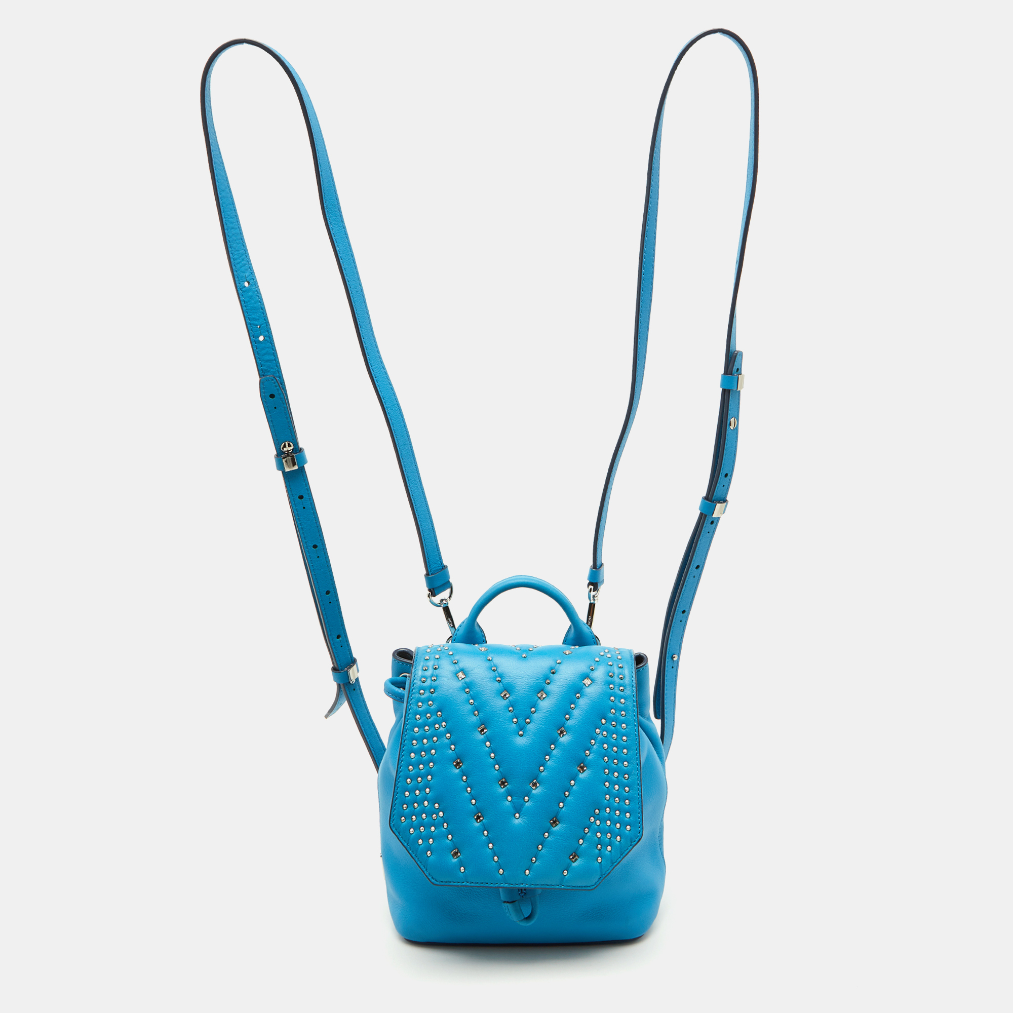 

MCM Blue Leather Diamond Disco Studded Mini Backpack