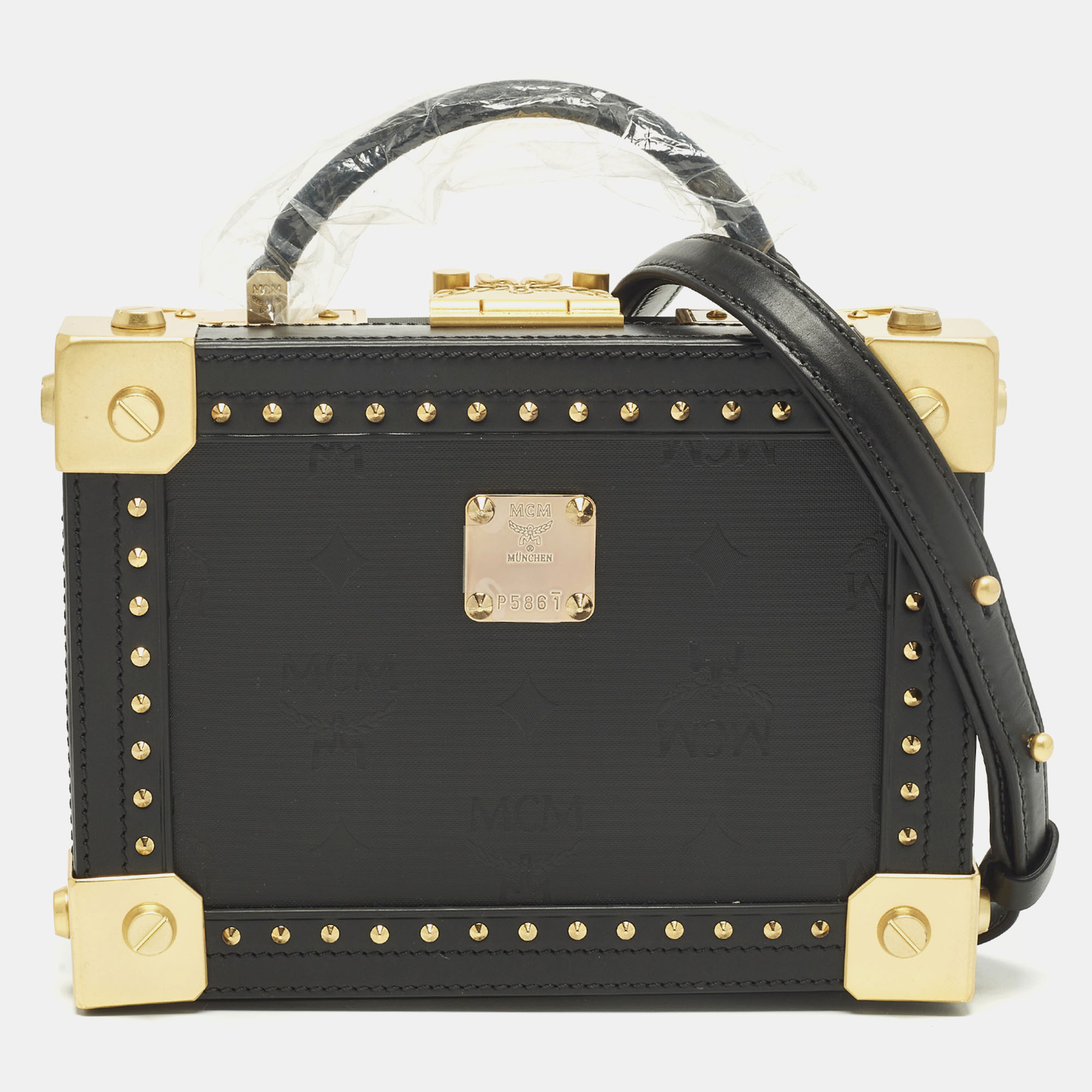 

MCM Black Visetos Coated Canvas and Leather Berlin Box Bag