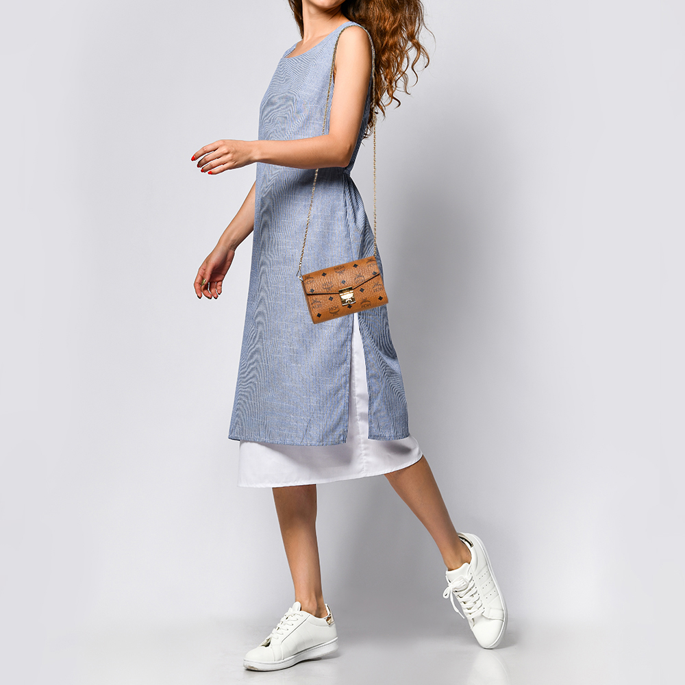 

MCM Cognac Visetos Coated Canvas Crossbody Bag, Brown