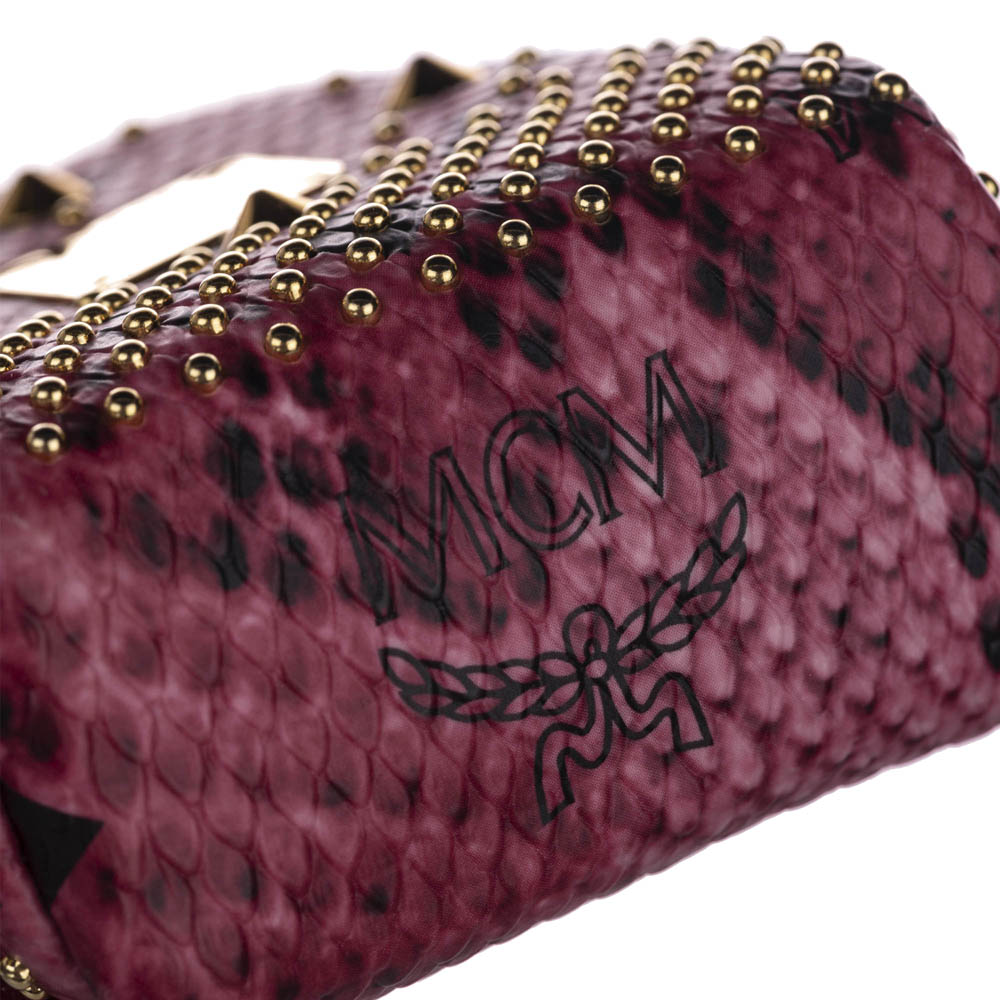 

MCM Pink Studded Visetos Backpack Key Chain, Black