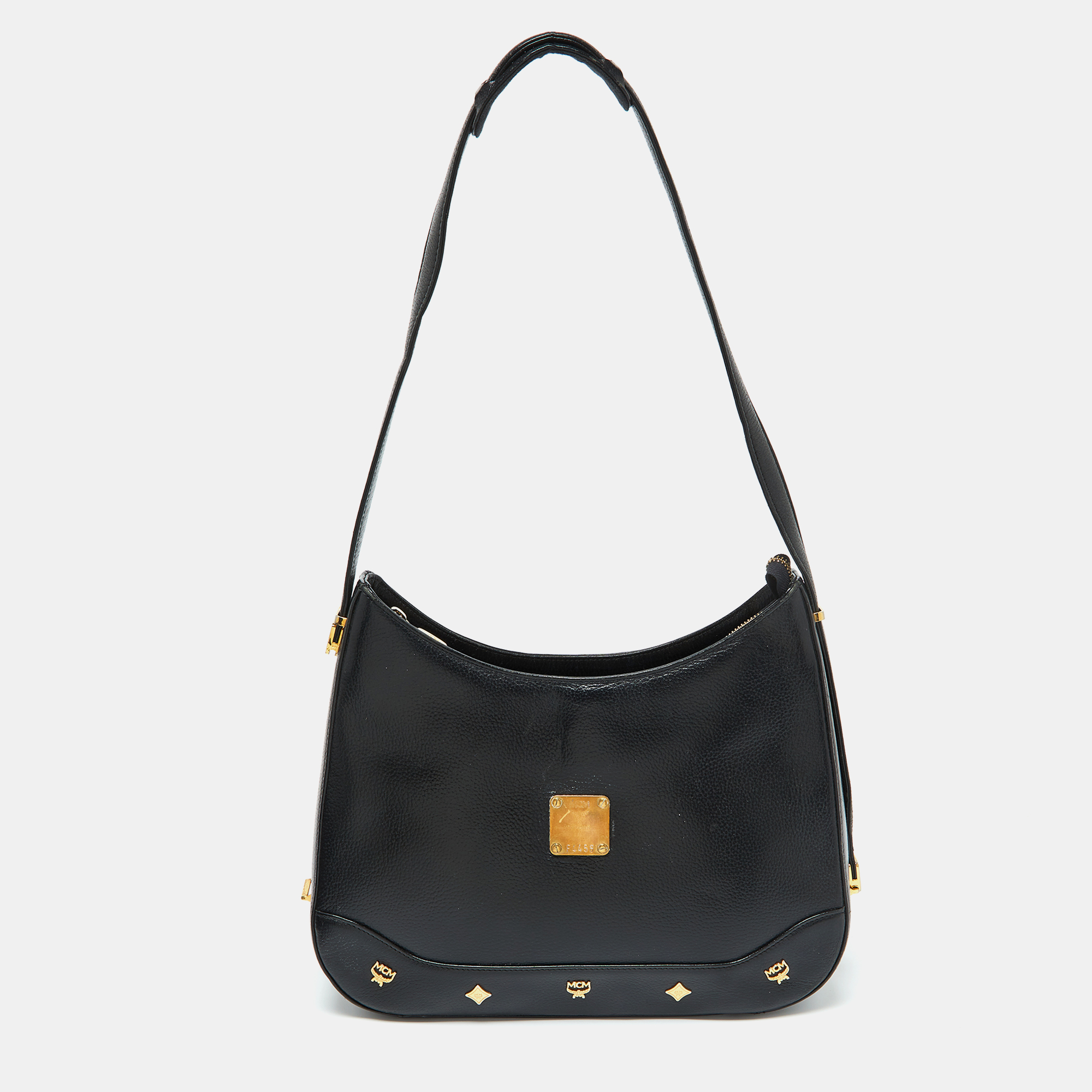 

MCM Black Leather Zip Shoulder Bag