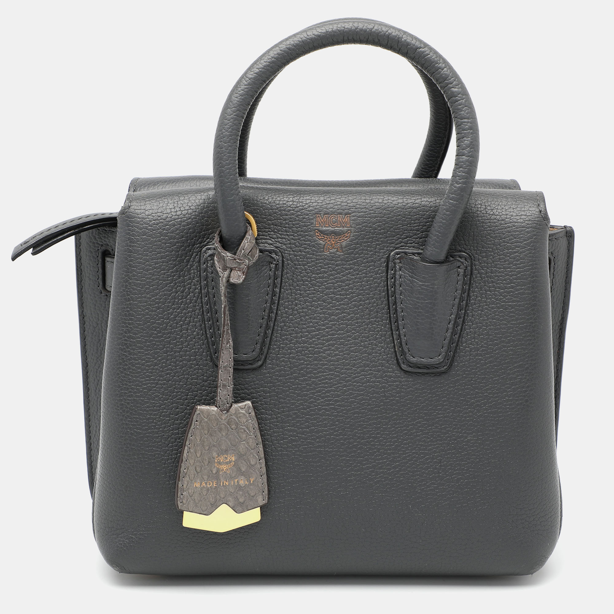 

MCM Grey Leather Mini Milla Park Avenue Tote