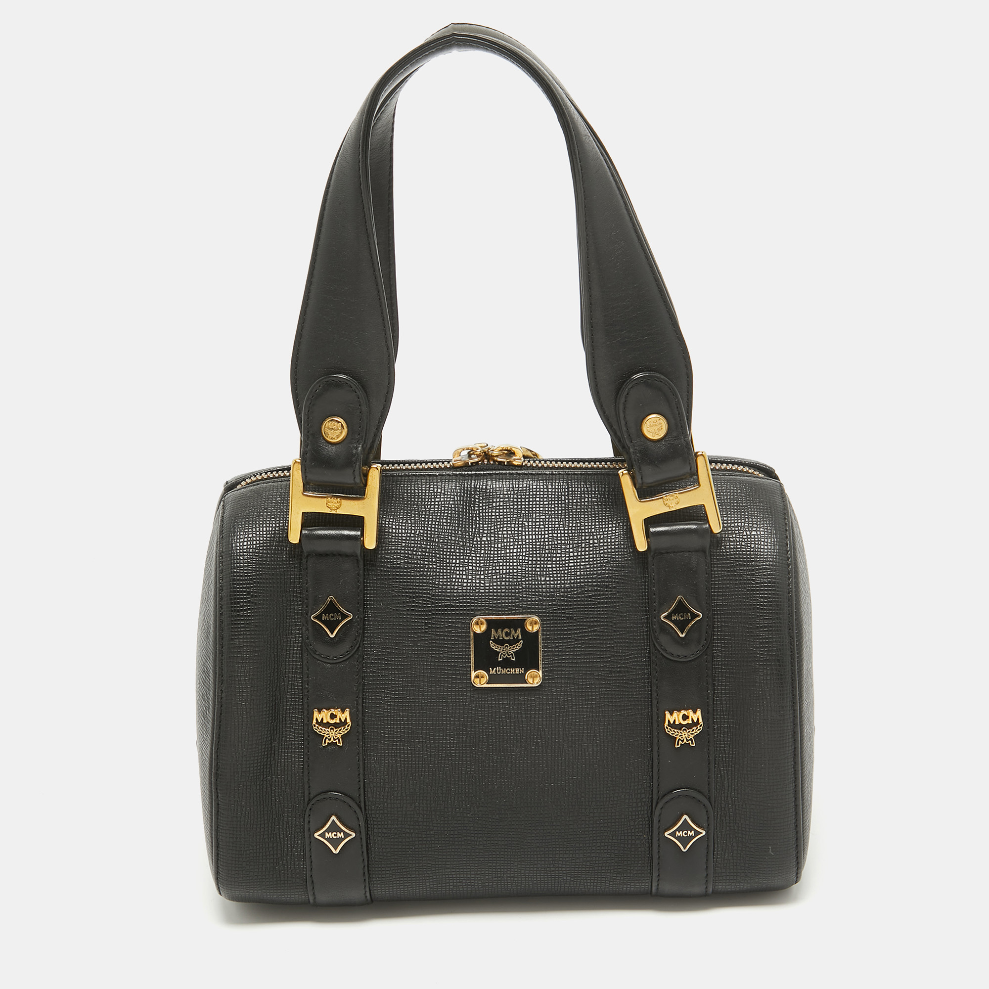 

MCM Black Leather Mini Boston Bag