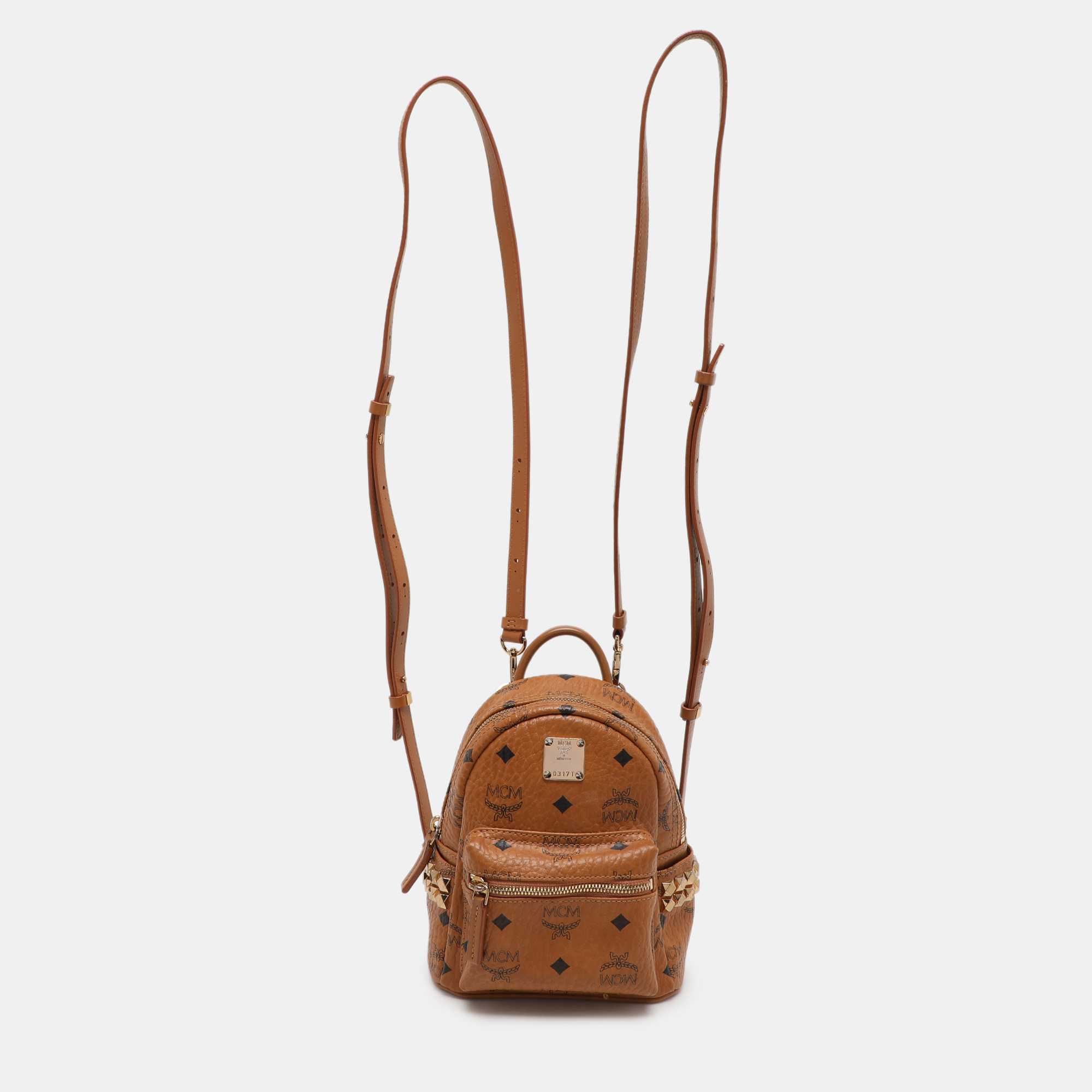 

MCM Tan Cognac Visetos Coated Canvas and Leather Mini Stark Backpack