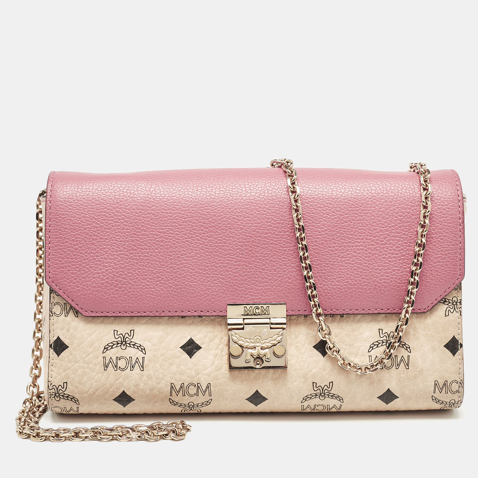 

MCM Pink/Beige Visetos Faux Leather Millie Shoulder Bag