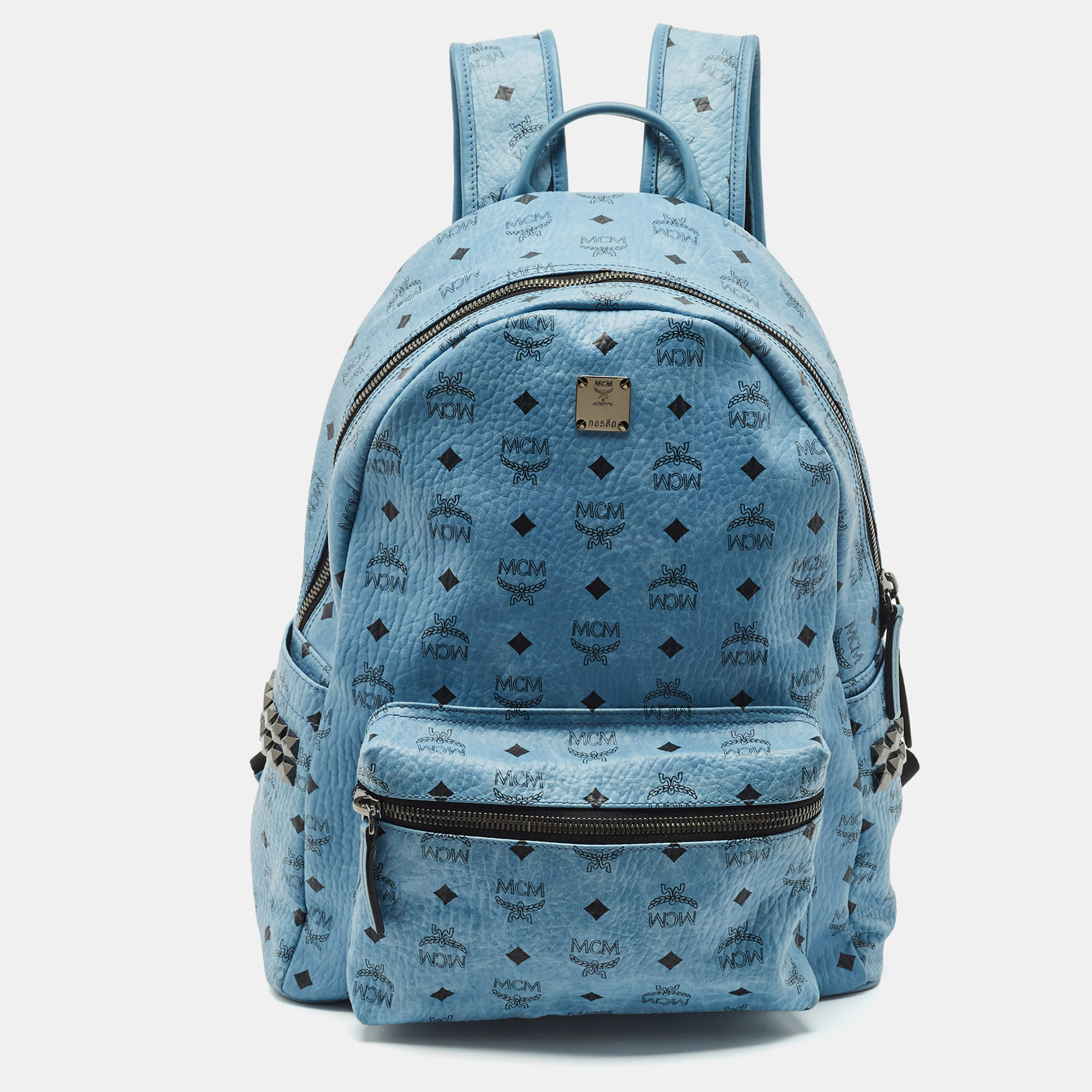 

MCM Light Blue Visetos Coated Canvas Stark Side Studs Backpack