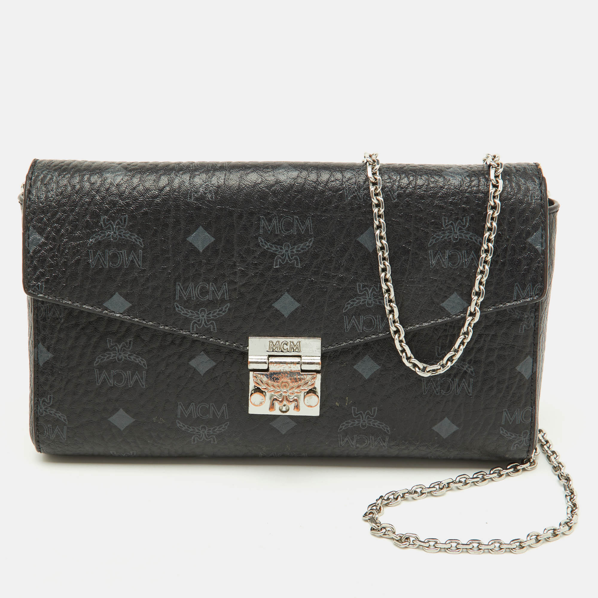 

MCM Black Visetos Coated Canvas Patricia Flap Shoulder Bag
