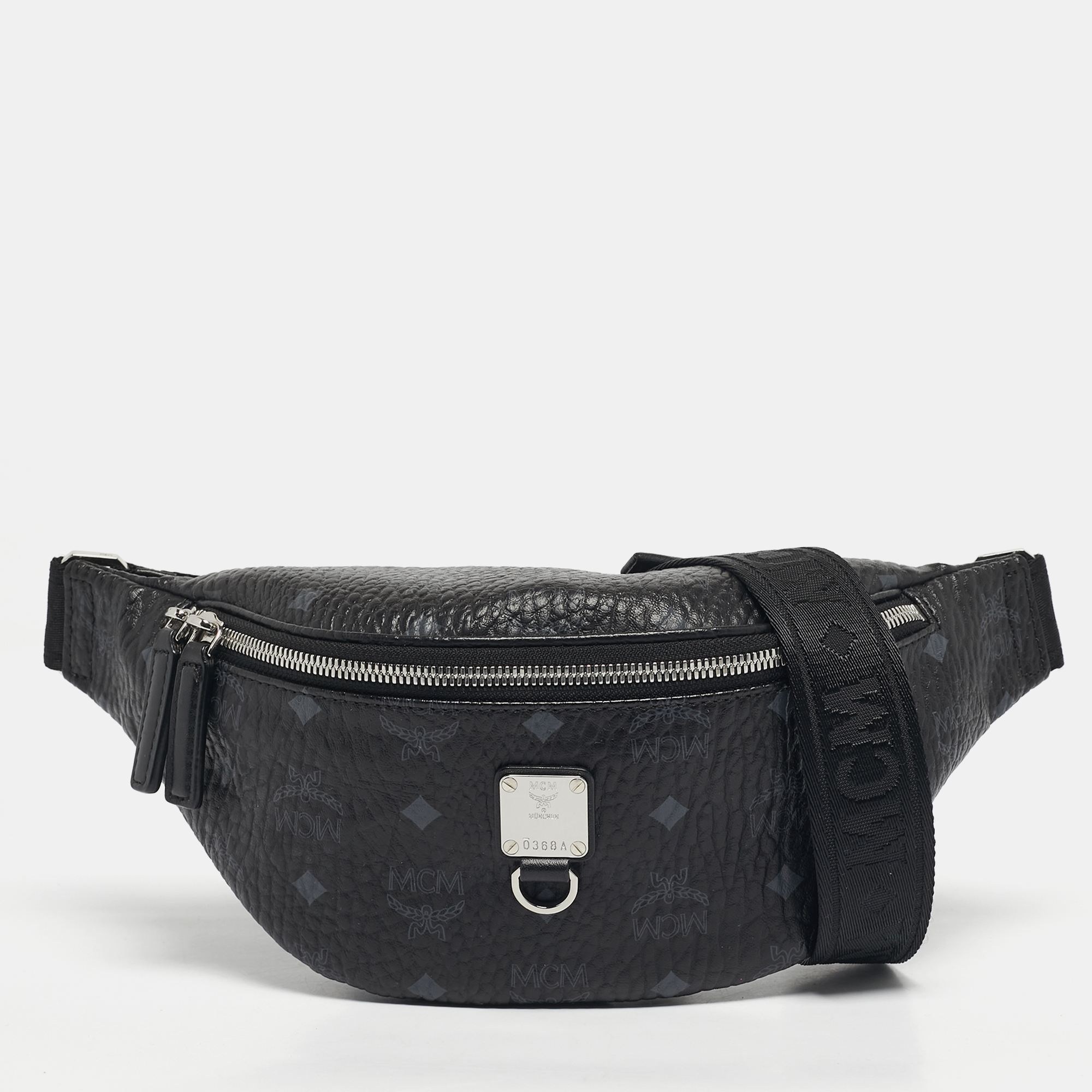 Pre-owned Mcm Black Visetos Coated Canvas Fursten Belt Bag