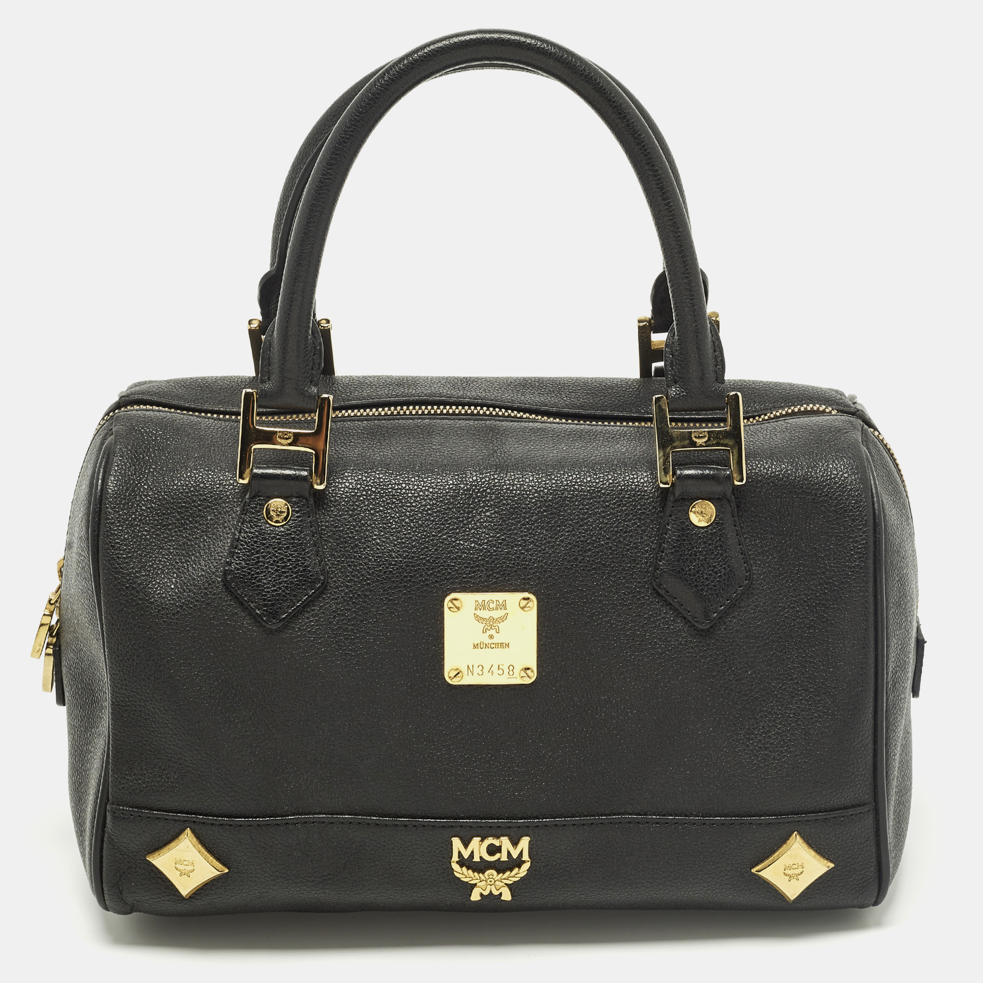 

MCM Black Leather Small Zip Satchel