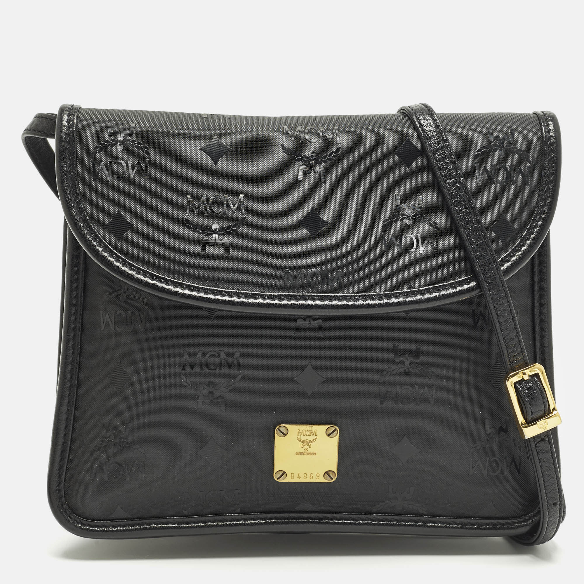 

MCM Black Visetos Nylon Flap Crossbody Bag