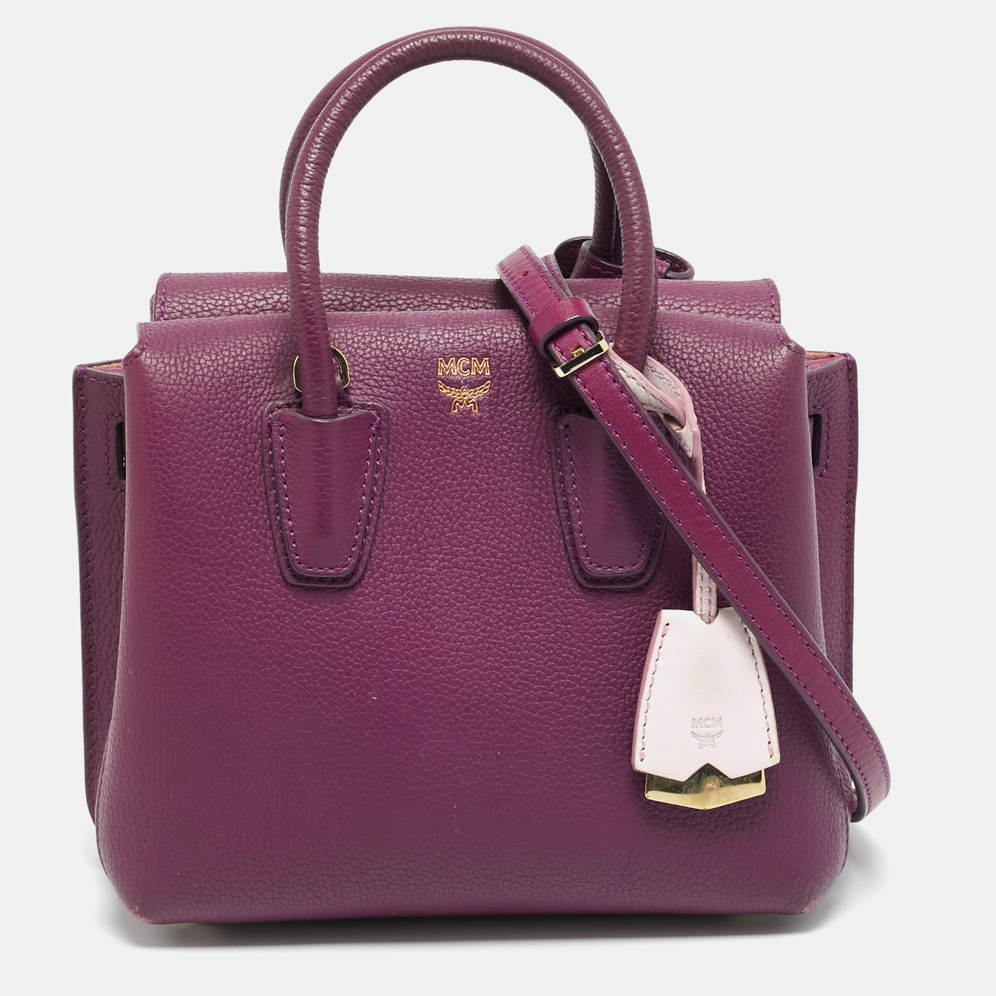 

MCM Milla Park Avenue Mini Purple Leather Tote