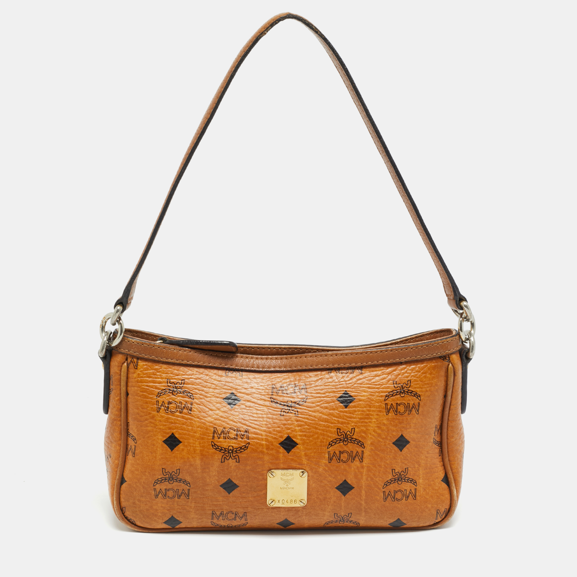 

MCM Cognac Visetos Coated Canvas Pouch Bag, Brown