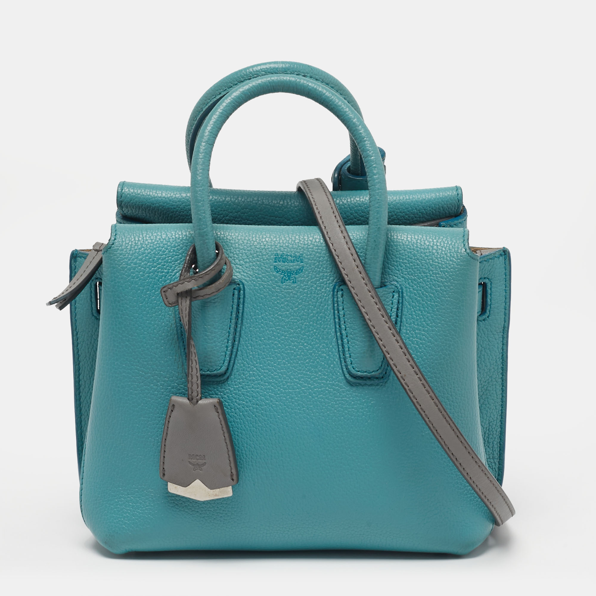 

MCM Milla Park Avenue Mini Light Blue/Grey Leather Tote