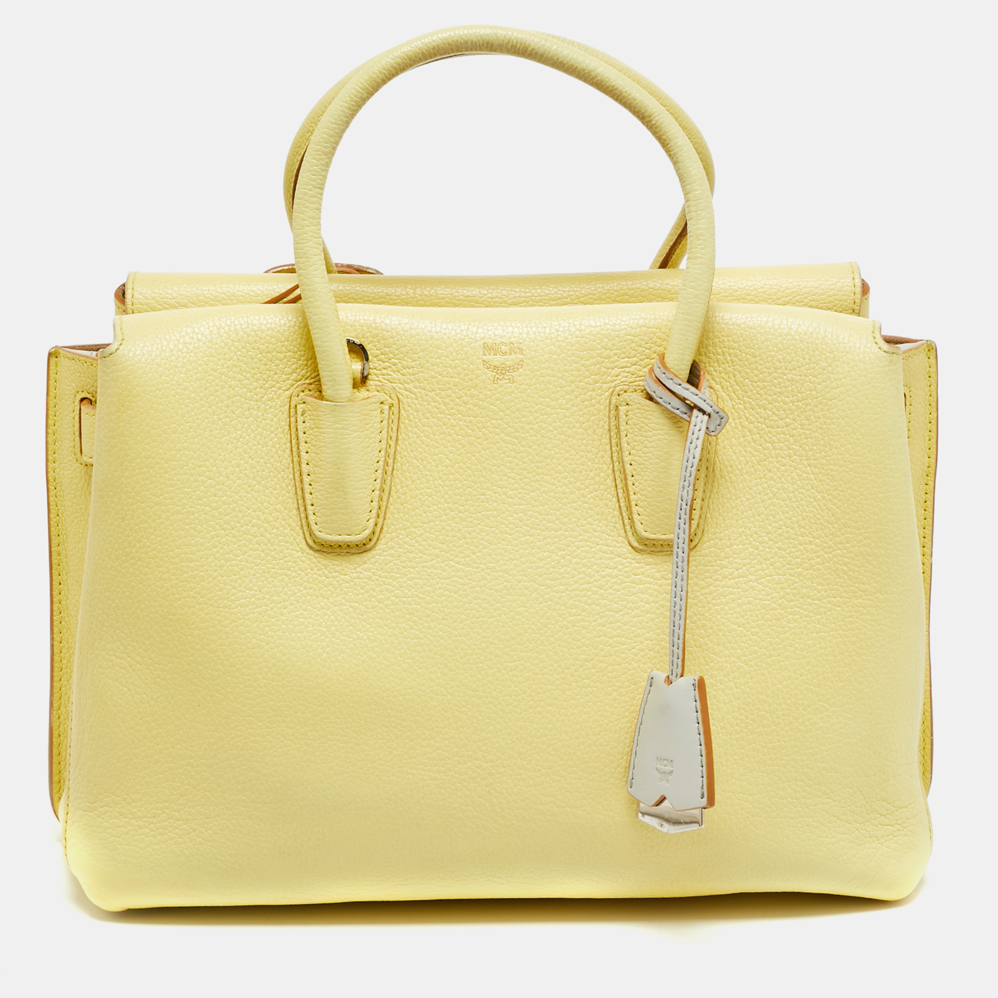 Pre-owned Mcm Milla Medium Yellow Leather Tote