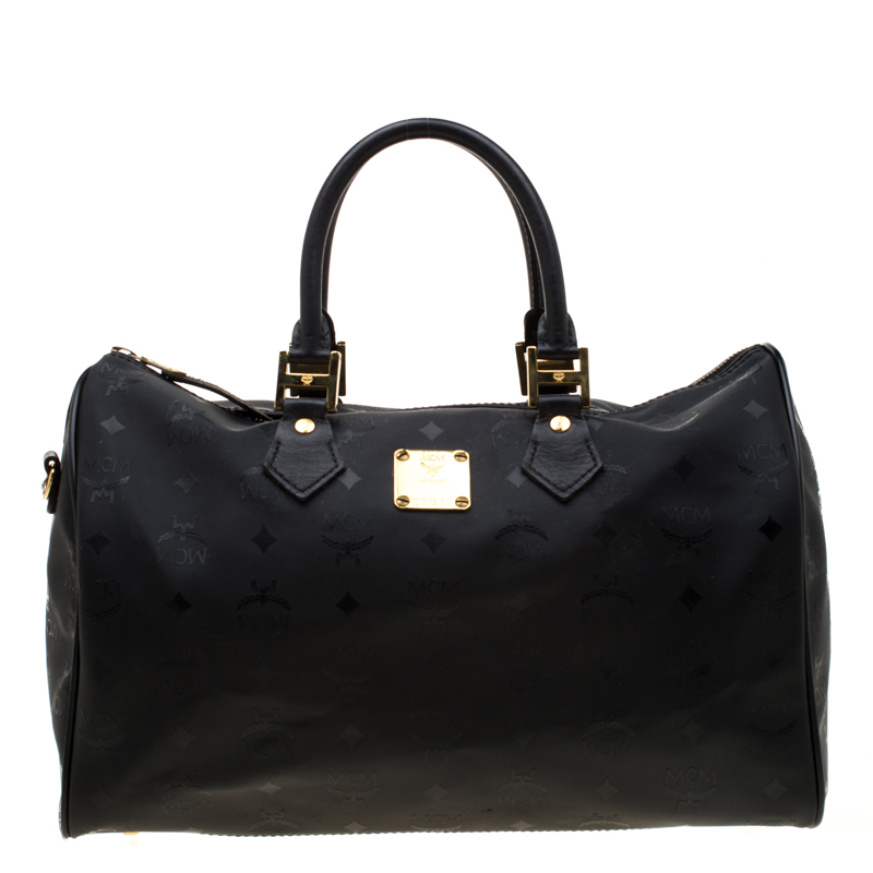 mcm boston bag black