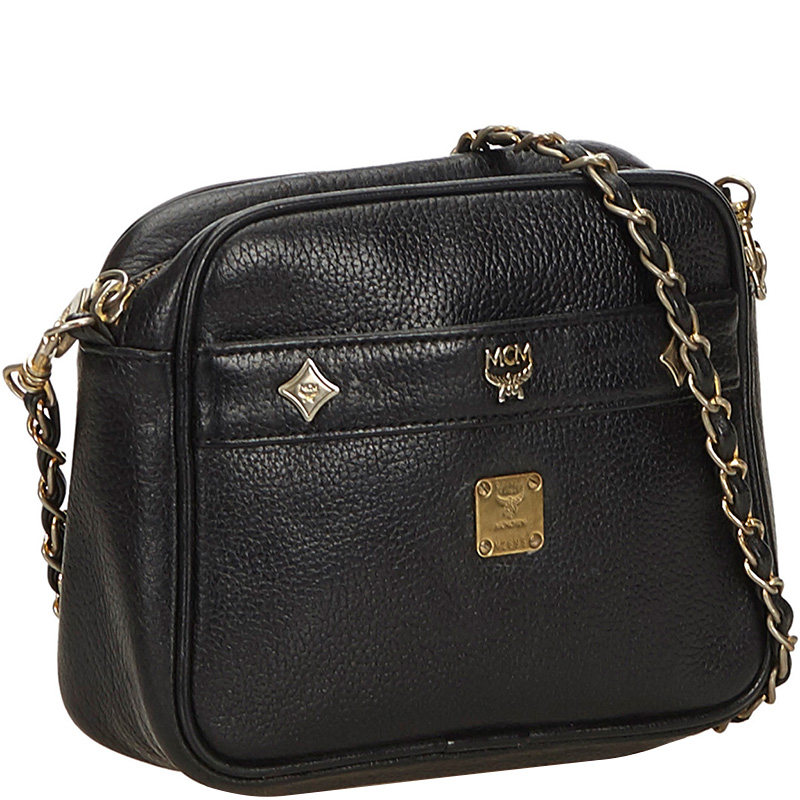 

MCM Black Leather Chain Crossbody Bag