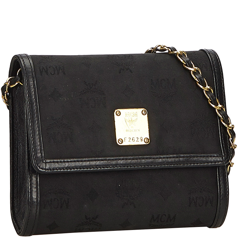 

MCM Black Visetos Canvas Chain Crossbody Bag