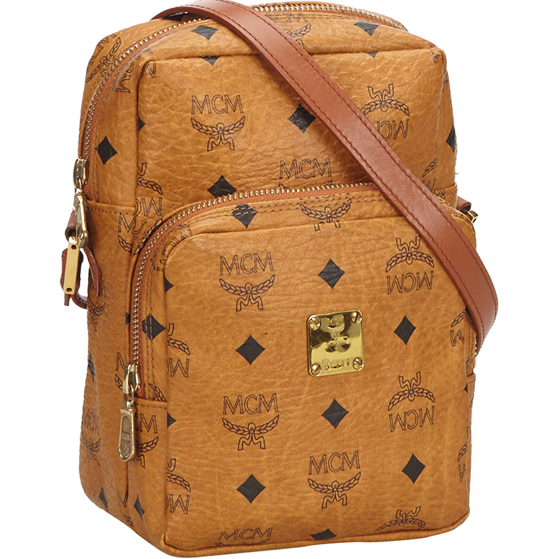 

MCM Brown Visetos Leather Crossbody Bag