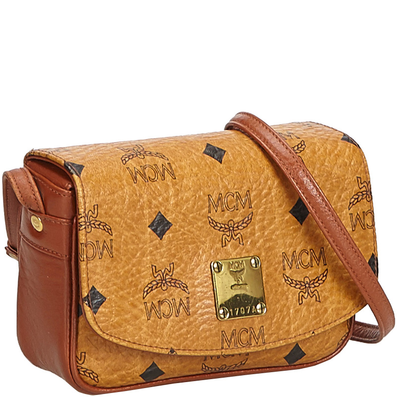 

MCM Brown Visetos Leather Crossbody Bag