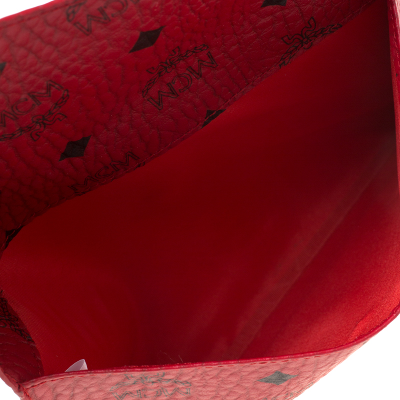 

MCM Red Visetos Leather Envelope Clutch